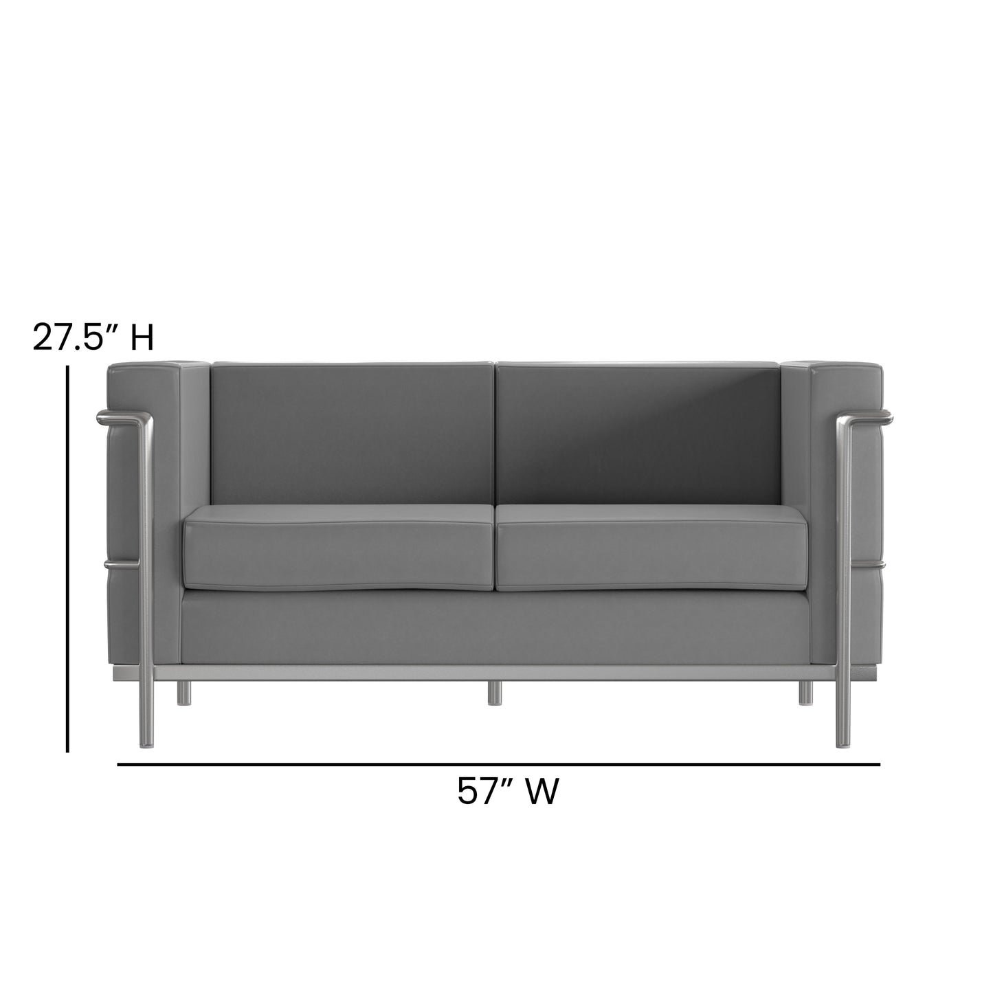 Gray Leather Loveseat ZB-REGAL-810-2-LS-GY-GG