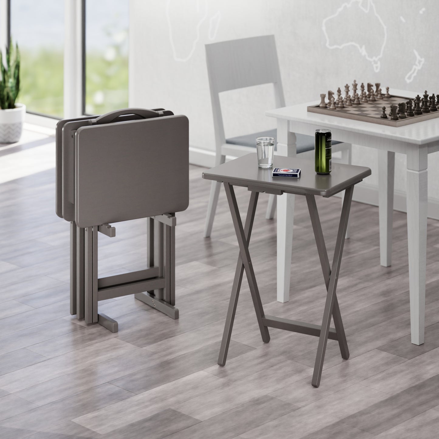 Alex 5-Pc Snack Table Set, Oyster Gray