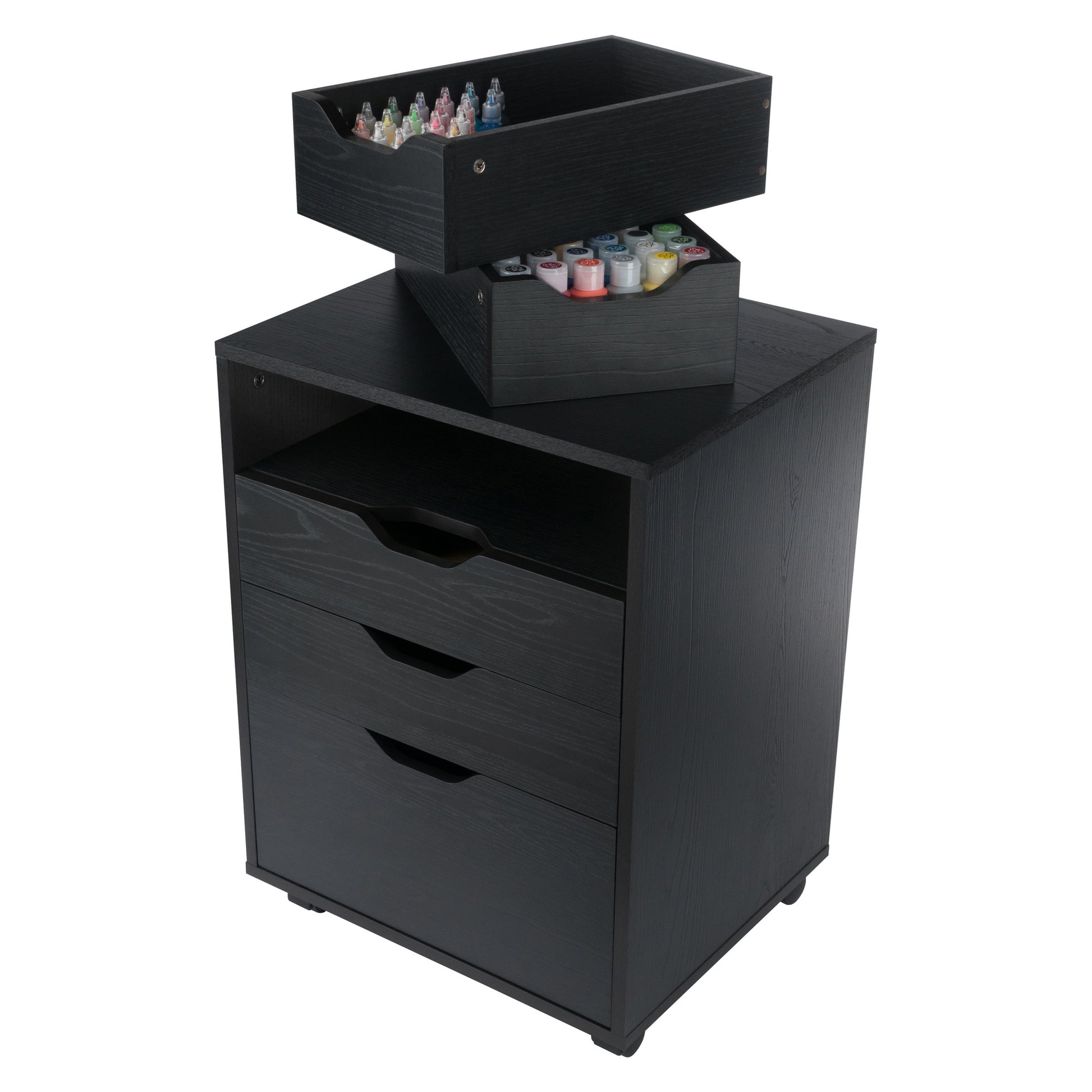 Halifax Bins & Drawers Storage Mobile Cabinet, Black