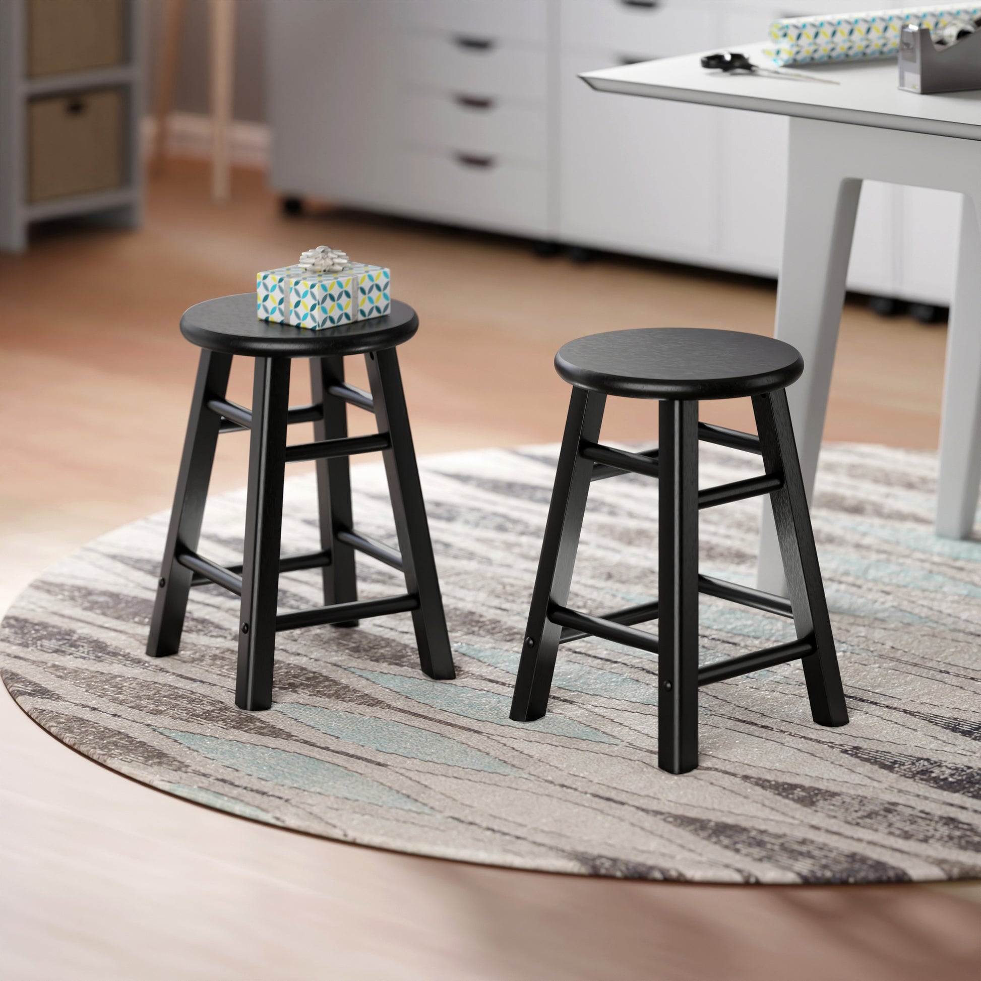 Element 2-Pc Dining Stool Set, Black