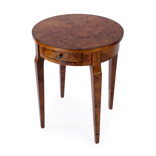 Archer 1 Drawer Burl Side Table in Light Brown  0341442