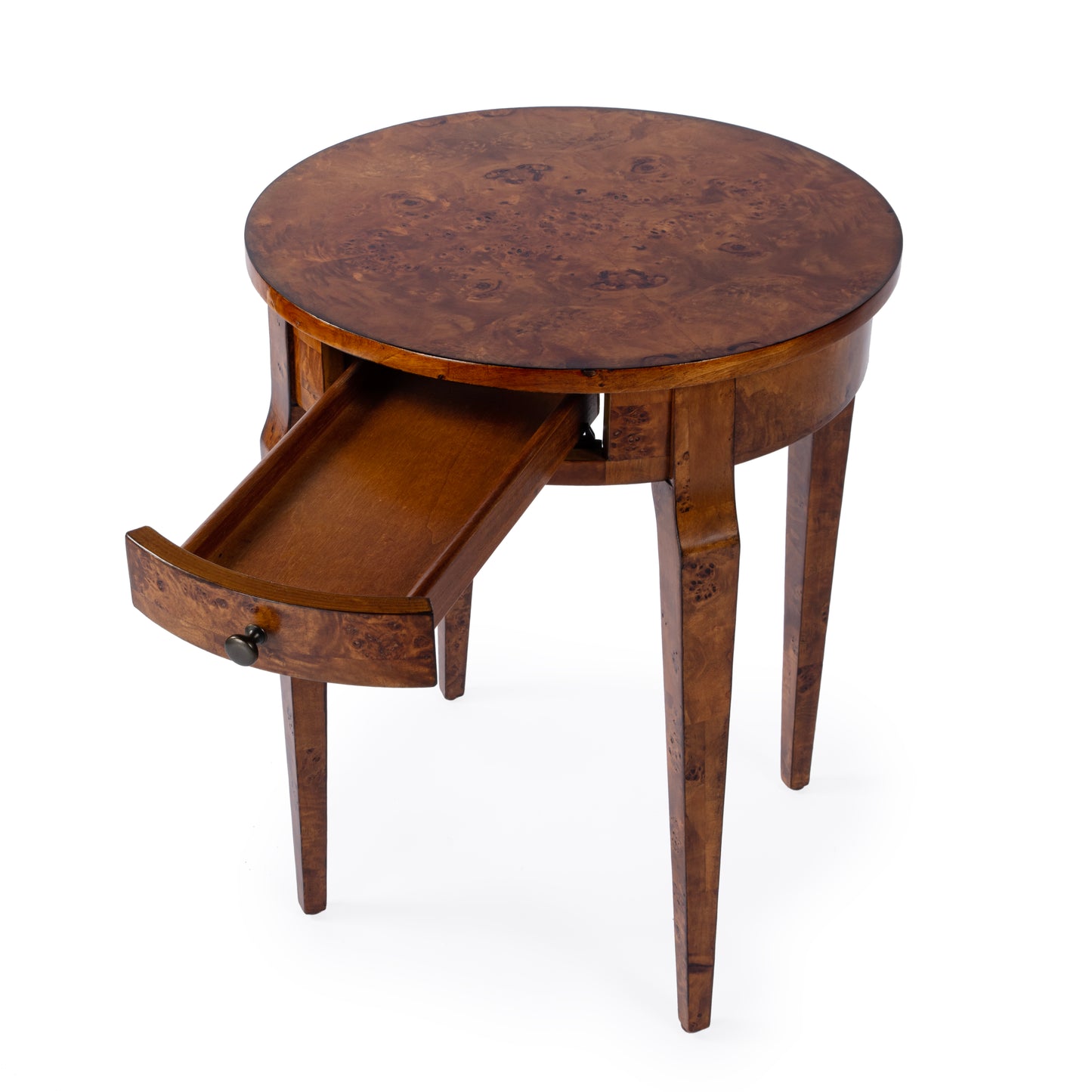 Archer 1 Drawer Burl Side Table in Light Brown 0341442