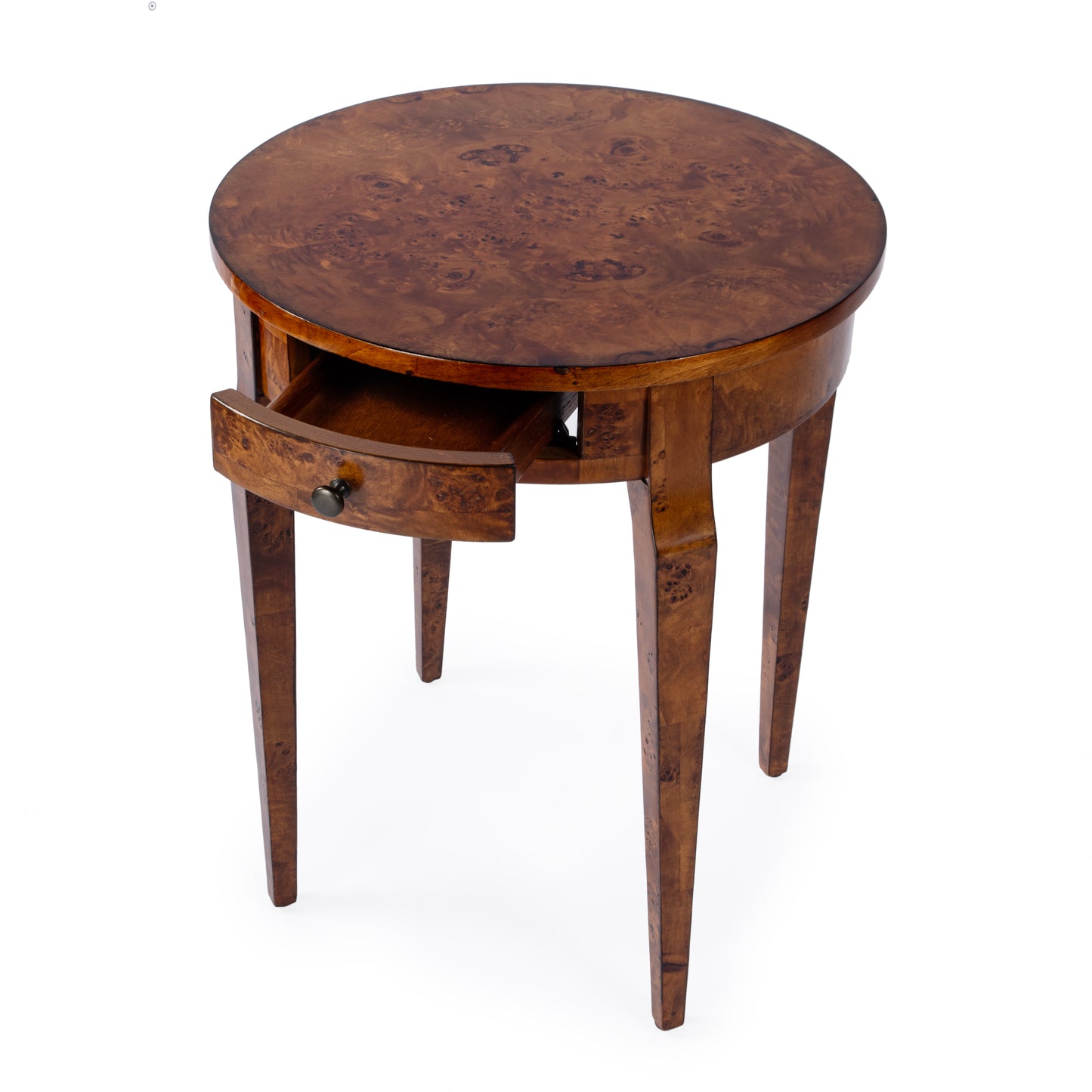 Archer 1 Drawer Burl Side Table in Light Brown 0341442