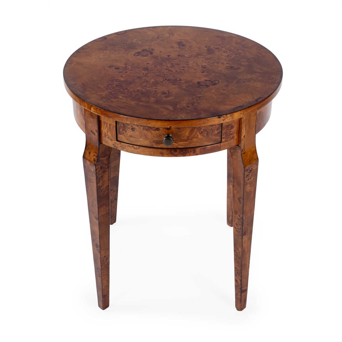 Archer 1 Drawer Burl Side Table in Light Brown 0341442