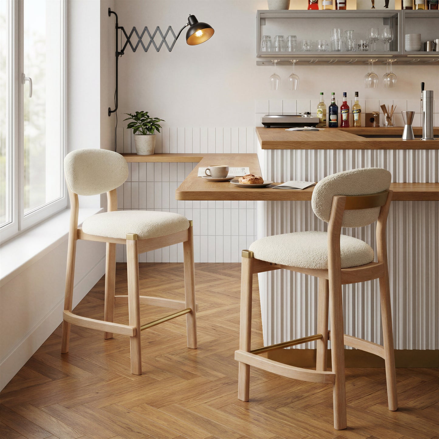 Rilou Counter Stool (Set of 2) White & Natural - 8