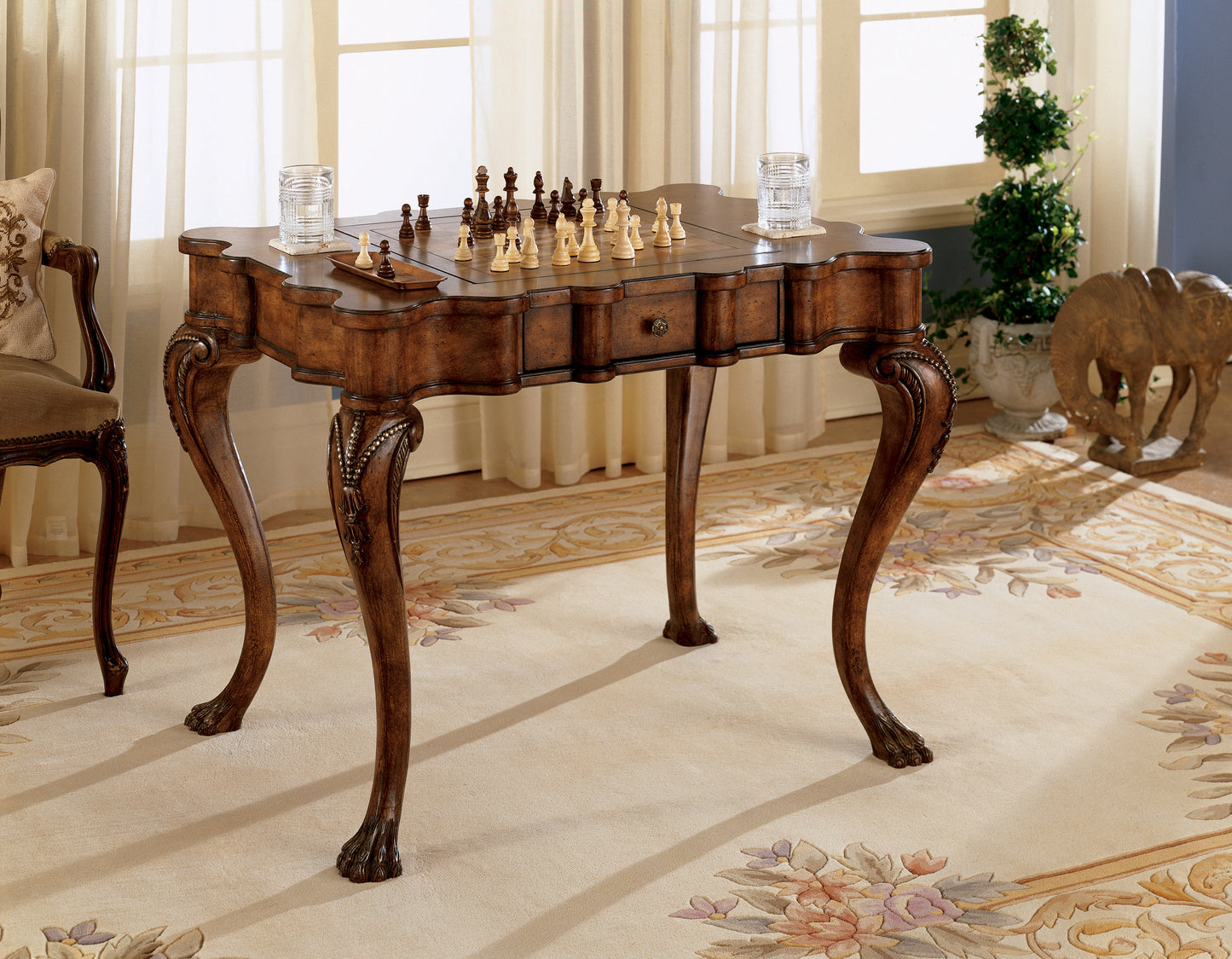 Butler Specialty Company Bianchi 39 in. W Rectangular Wood Traditional 1 Drawer Game Table with Reversible Top, Medium Brown