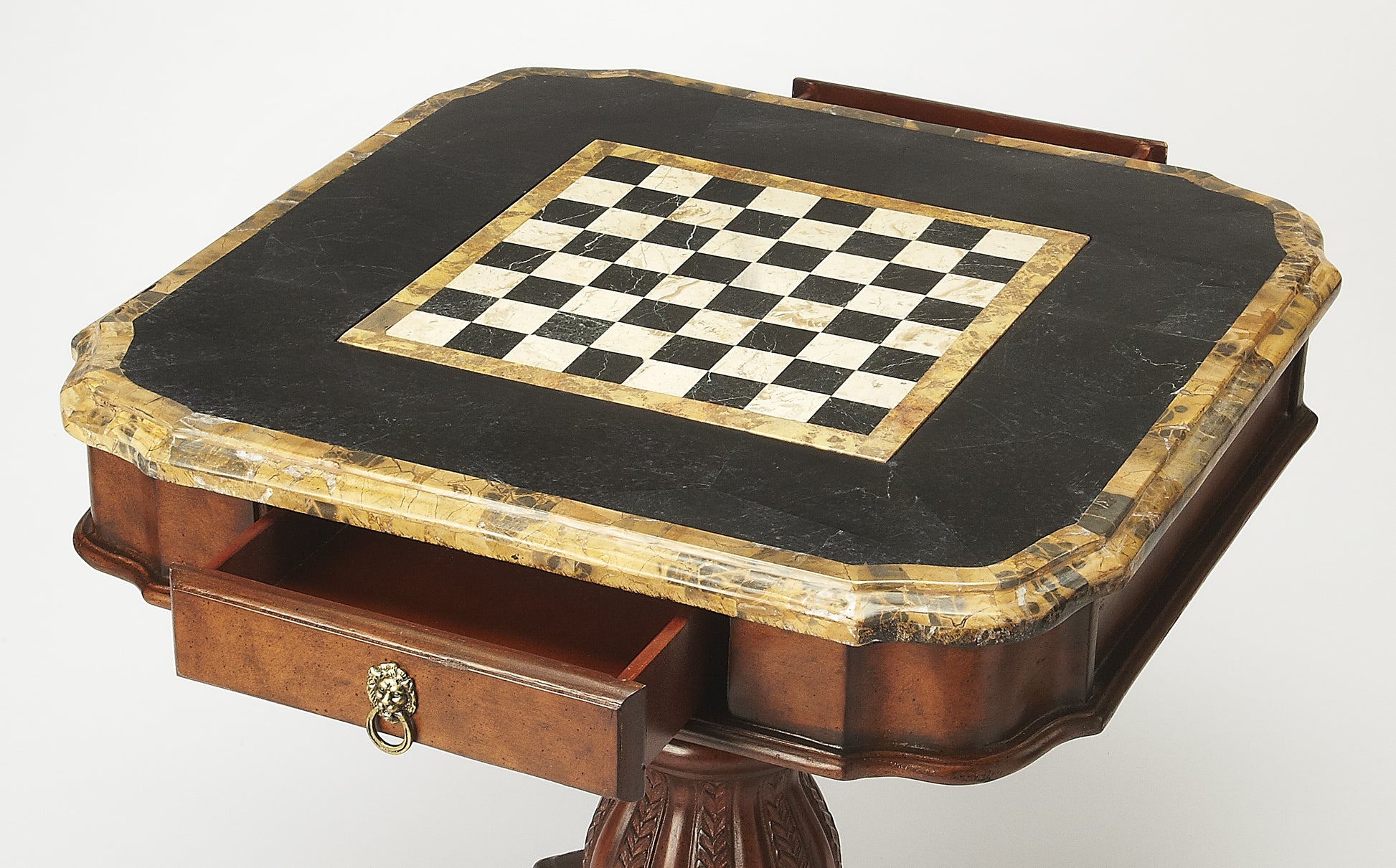 Butler Specialty Company Carlyle 30 in. W Square Fossil Stone and Wood 1 Drawer Game Table with Reversible Top, Multi-Color