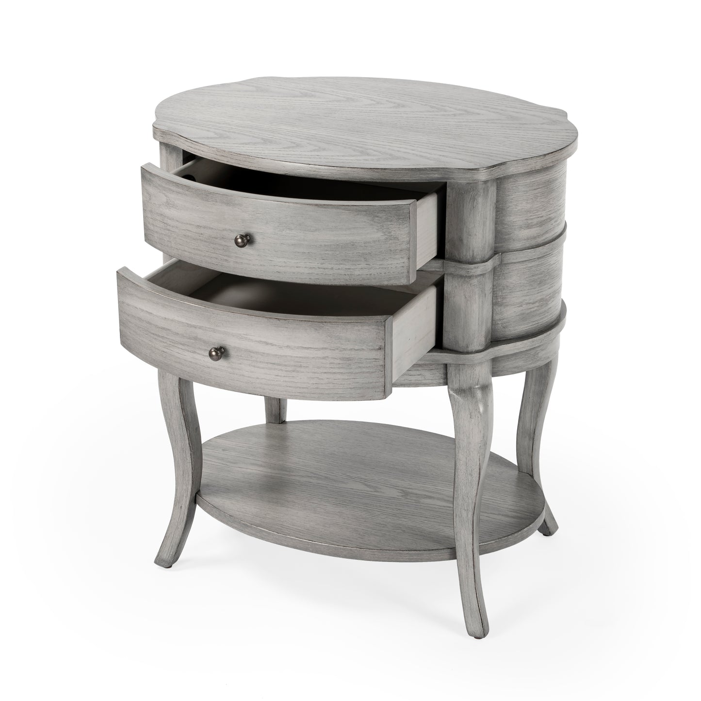 Jarvis Oval 2-Drawer Side Table in Gray 0515418