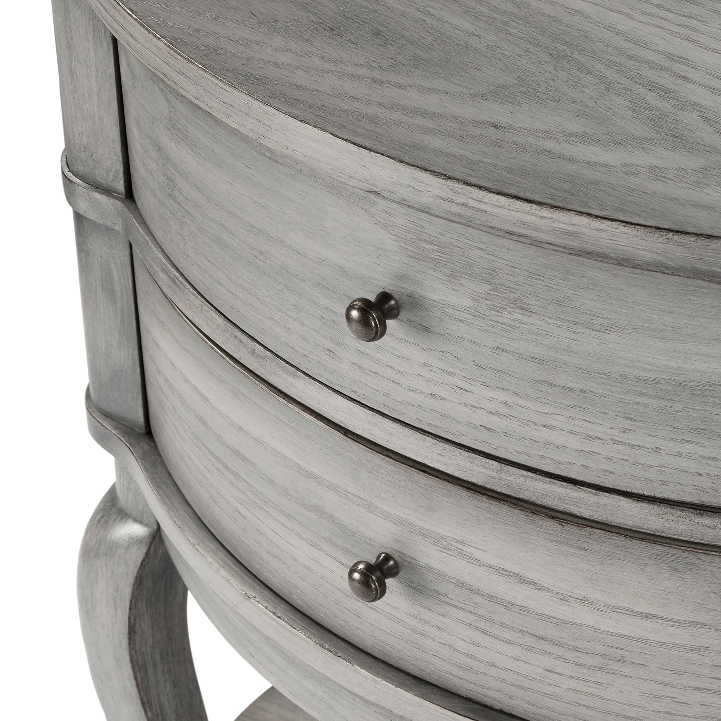 Jarvis Oval 2-Drawer Side Table in Gray 0515418