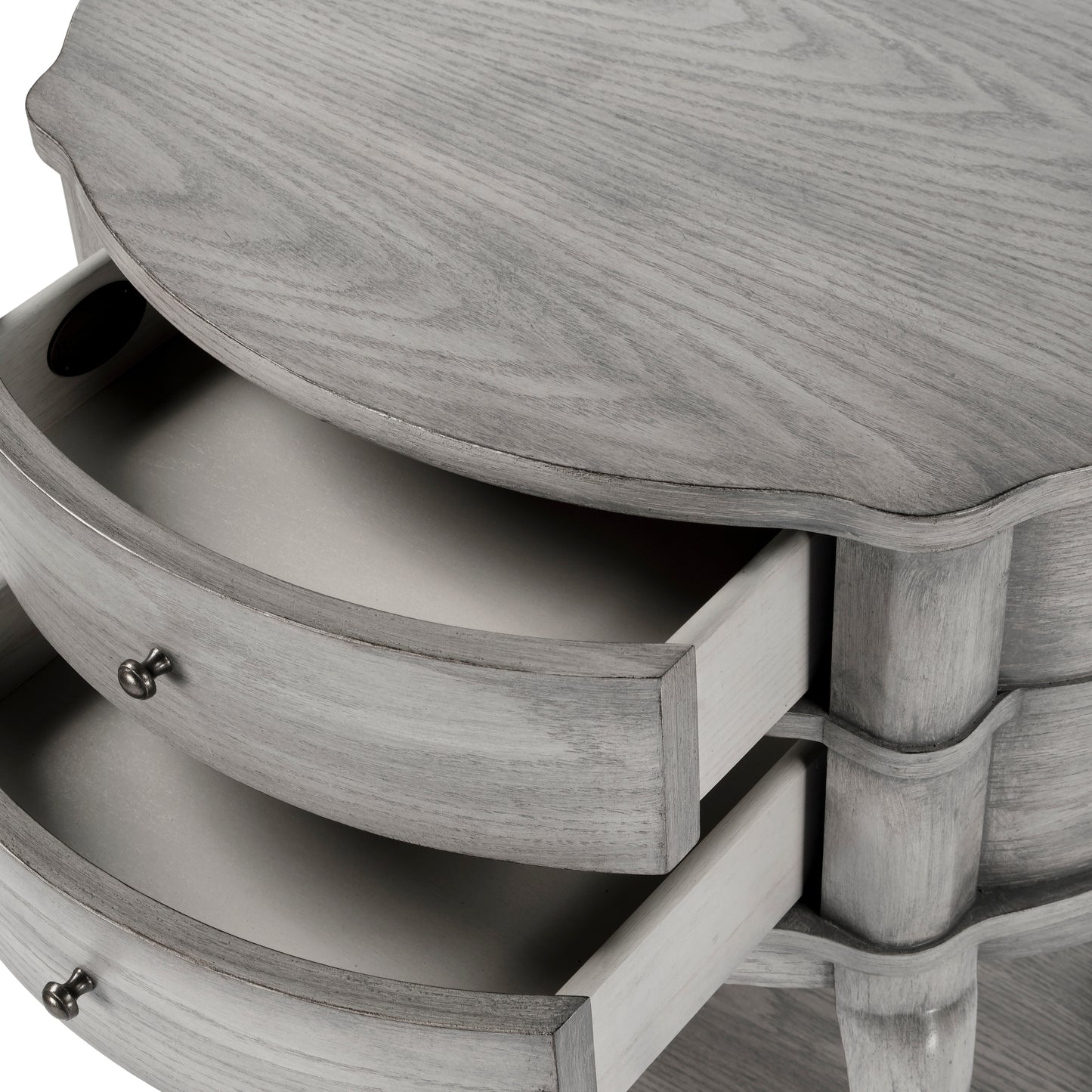 Jarvis Oval 2-Drawer Side Table in Gray 0515418