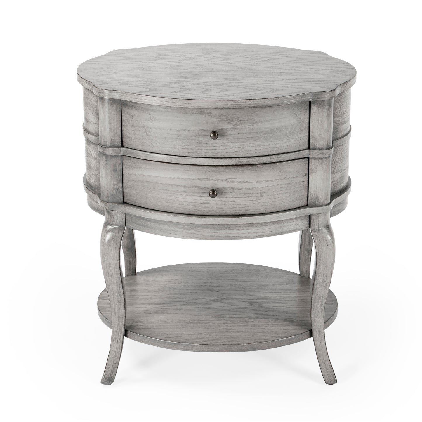 Jarvis Oval 2-Drawer Side Table in Gray 0515418