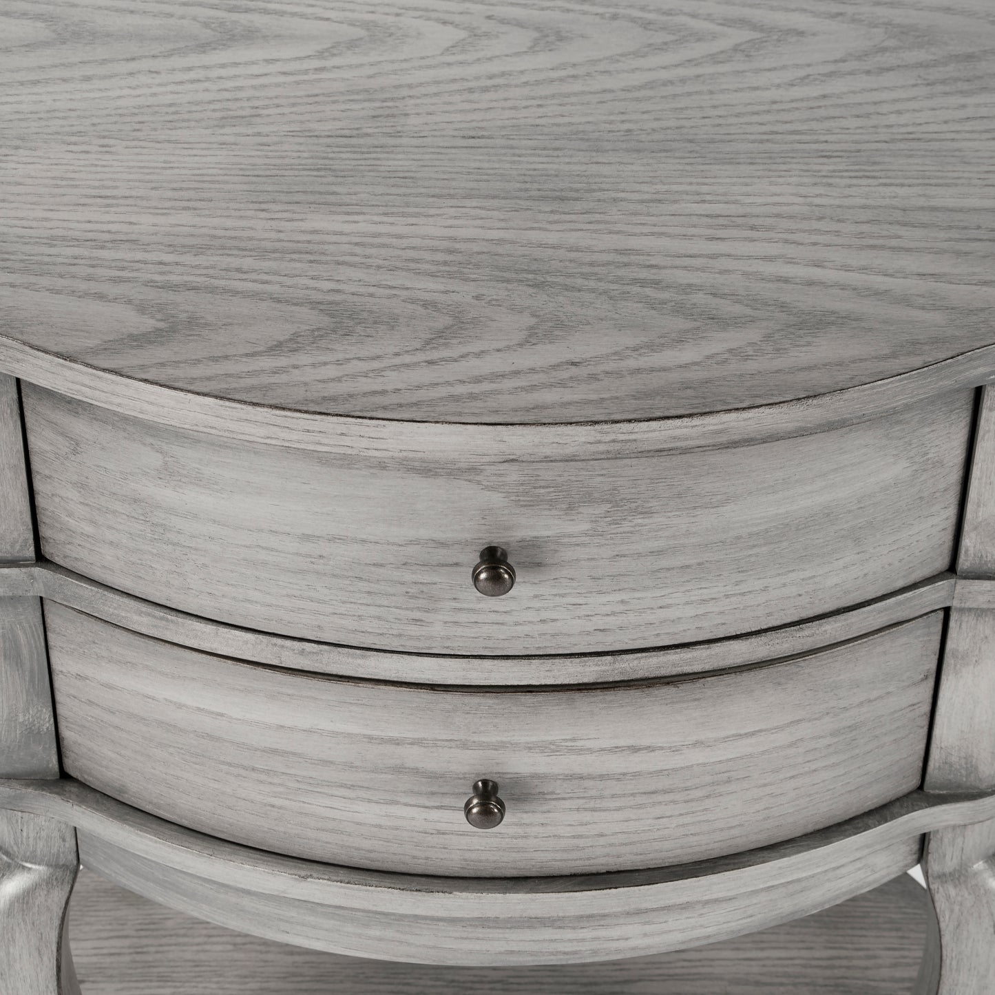 Jarvis Oval 2-Drawer Side Table in Gray 0515418