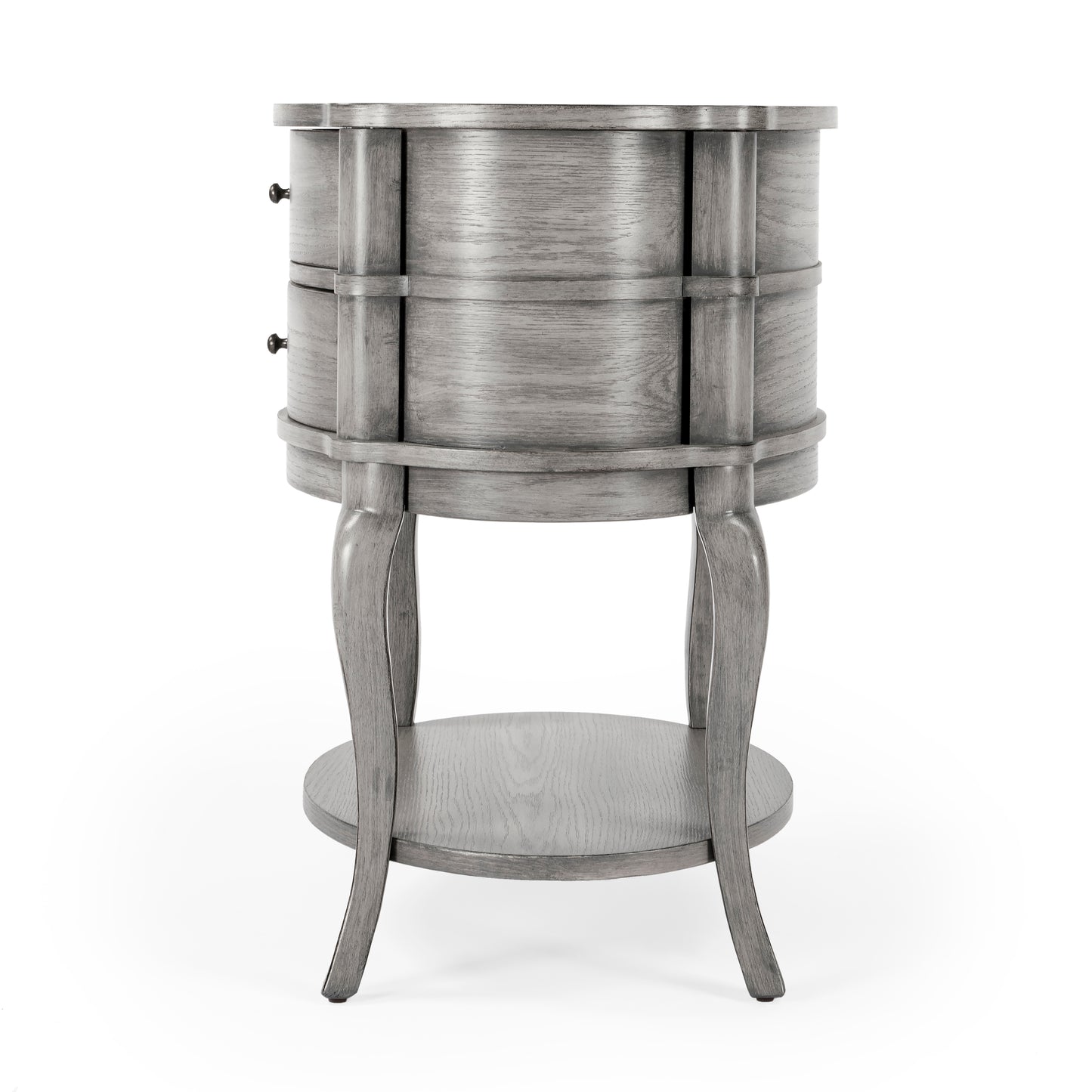 Jarvis Oval 2-Drawer Side Table in Gray 0515418