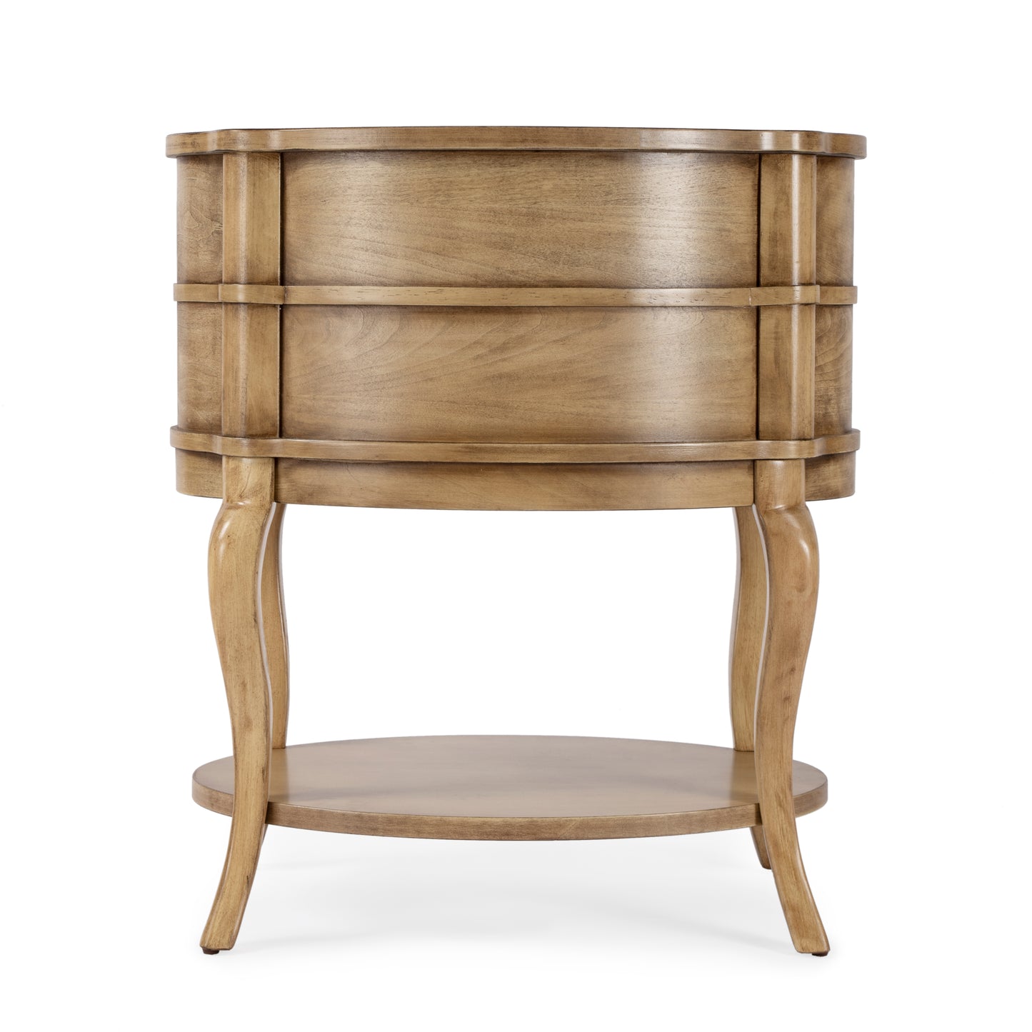 Jarvis Oval 2-Drawer Side Table in Beige  0515424