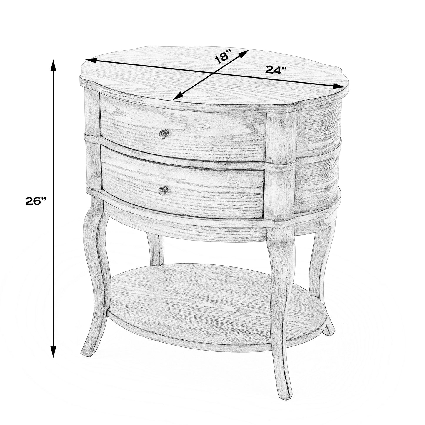 Jarvis Oval 2-Drawer Side Table in Beige  0515424