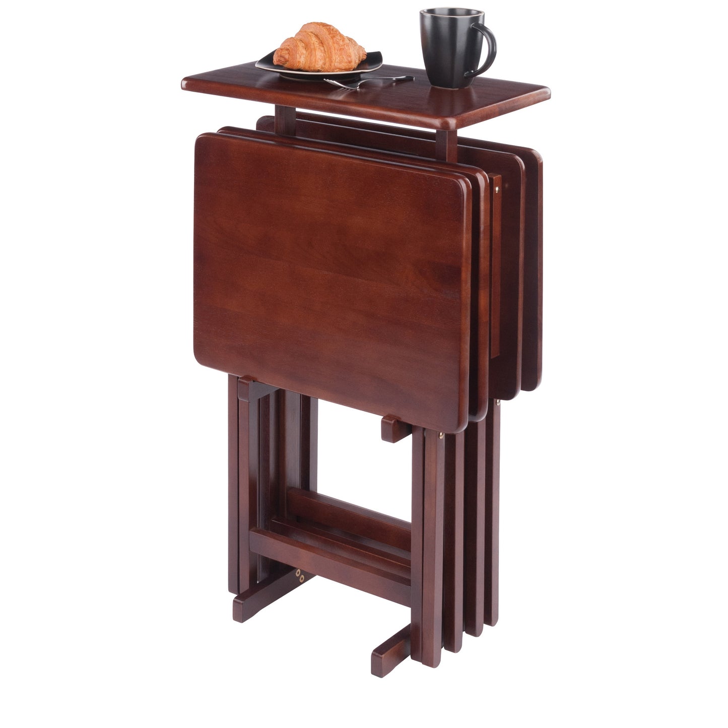 Riley 5-Pc Set Snack Table, Walnut Finish
