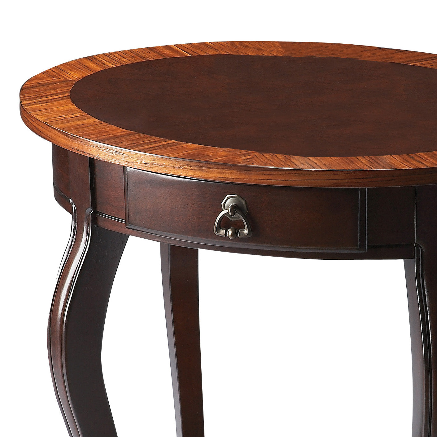 Butler Specialty Company Jeanette 24.5 in. W Oval Wood 1 Drawer Side Table with Lower Open Shelf, Dark Brown