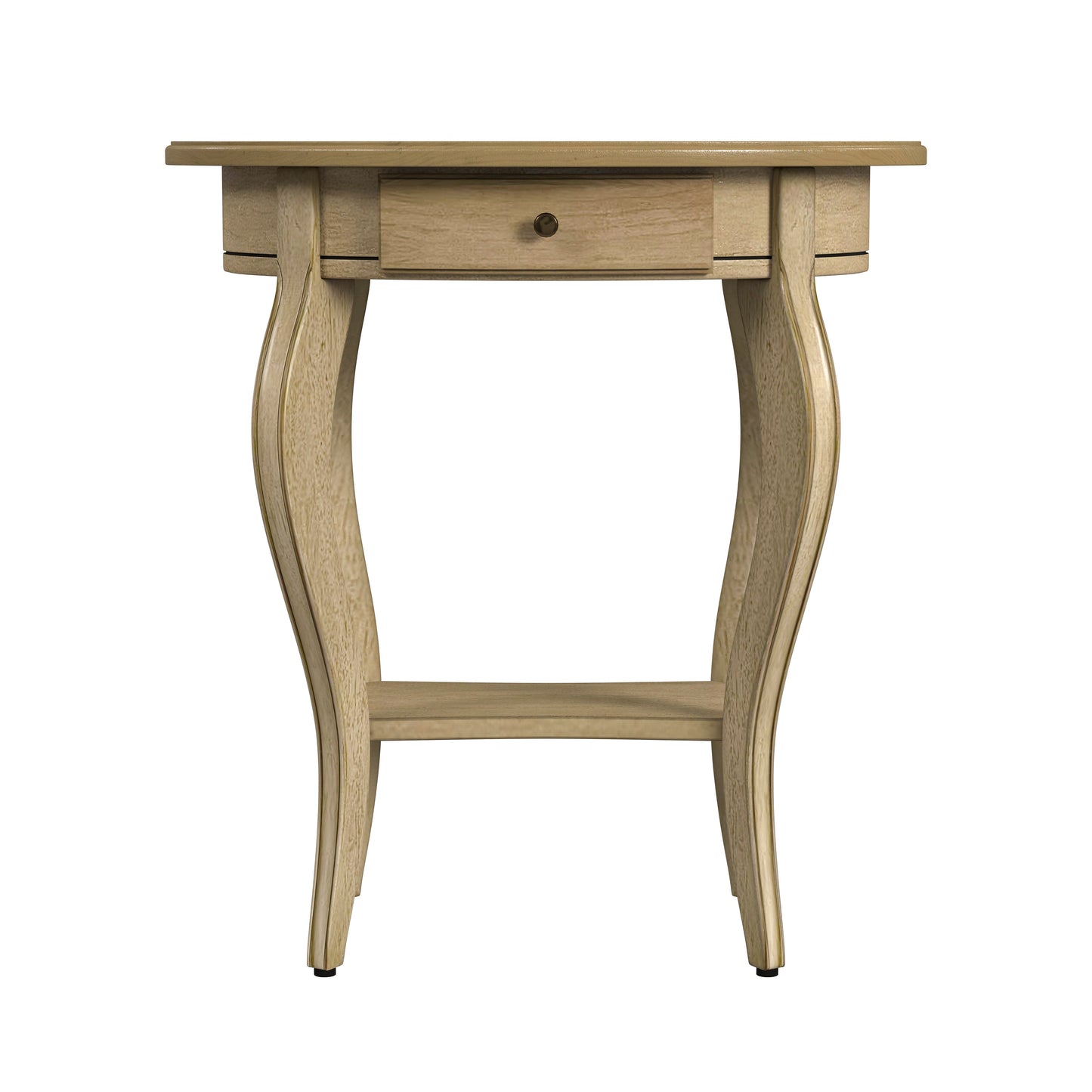 Butler Specialty Company Jeanette 24.5 in. W Oval Wood 1 Drawer Side Table with Lower Open Shelf, Beige