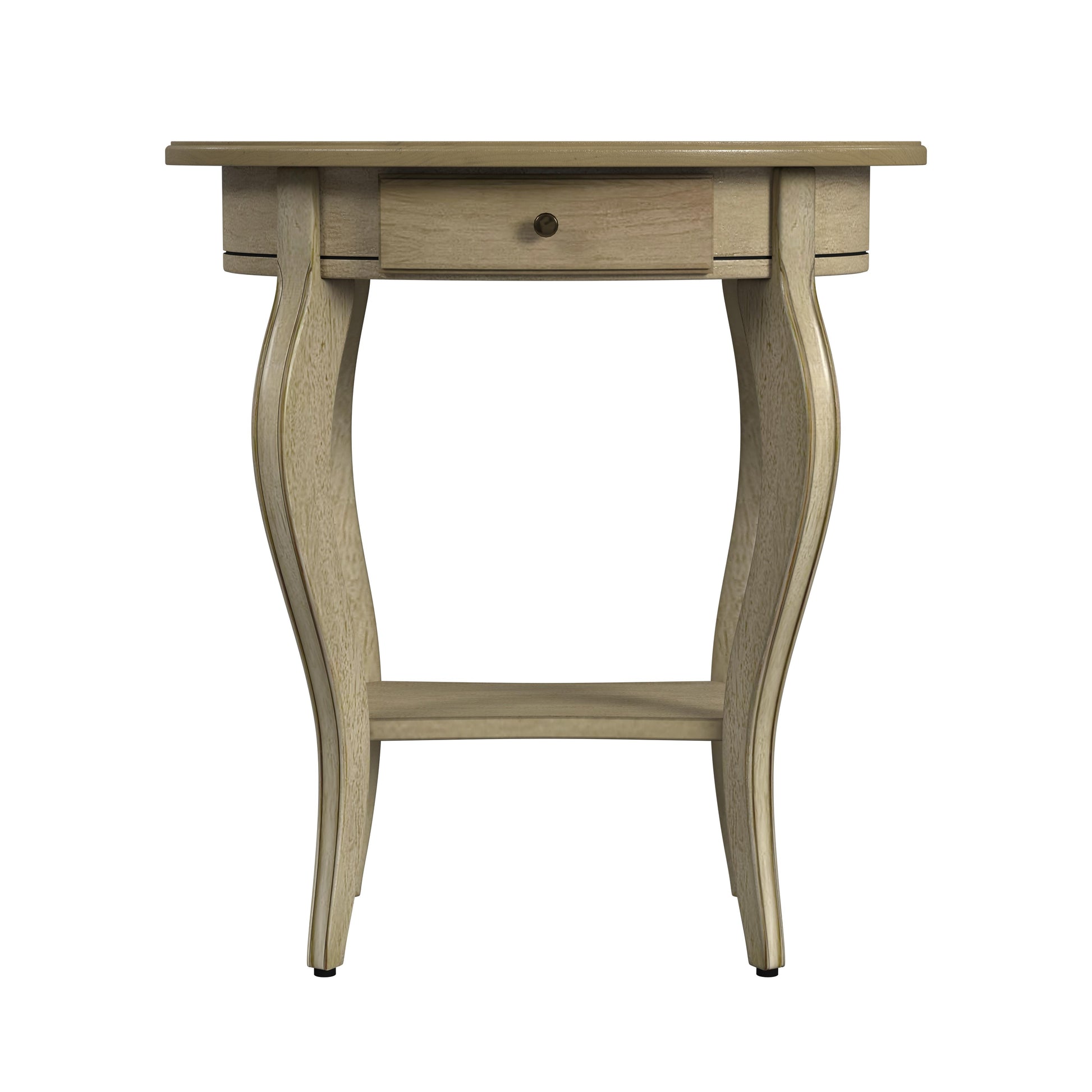 Butler Specialty Company Jeanette 24.5 in. W Oval Wood 1 Drawer Side Table with Lower Open Shelf, Beige