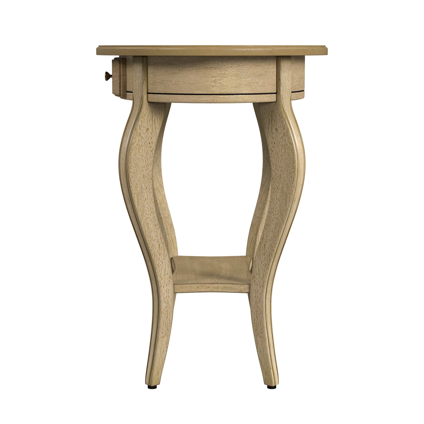 Butler Specialty Company Jeanette 24.5 in. W Oval Wood 1 Drawer Side Table with Lower Open Shelf, Beige