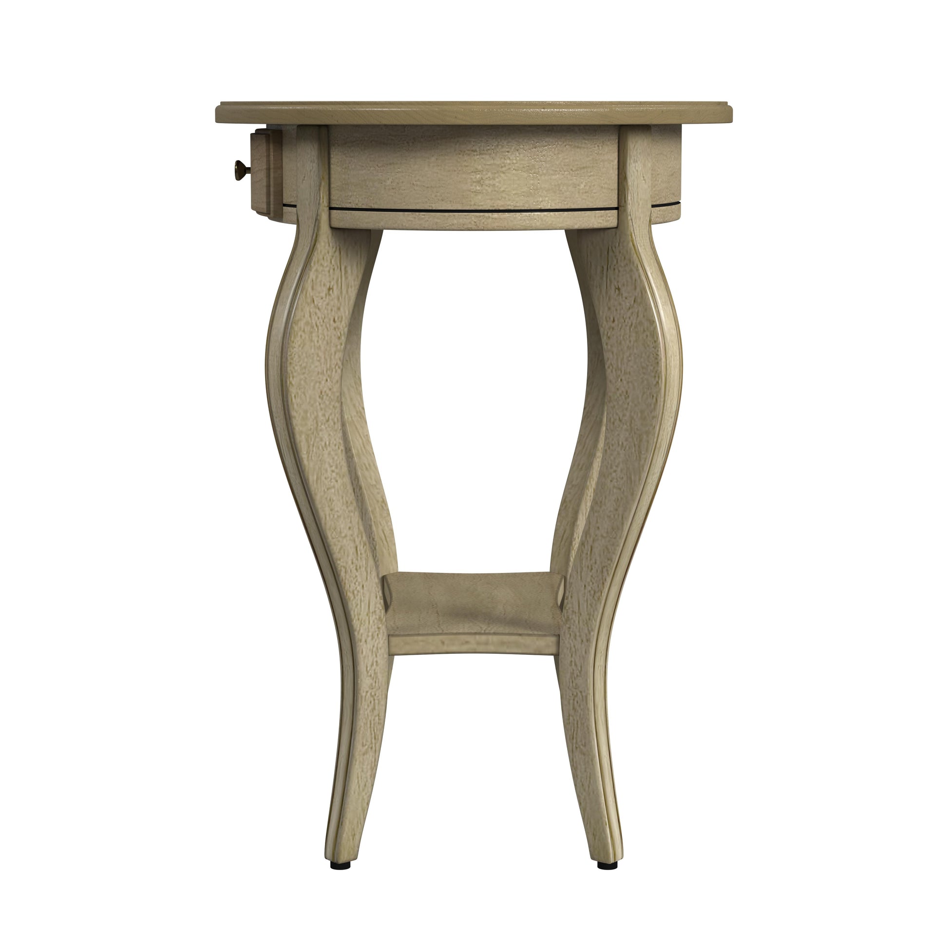 Butler Specialty Company Jeanette 24.5 in. W Oval Wood 1 Drawer Side Table with Lower Open Shelf, Beige