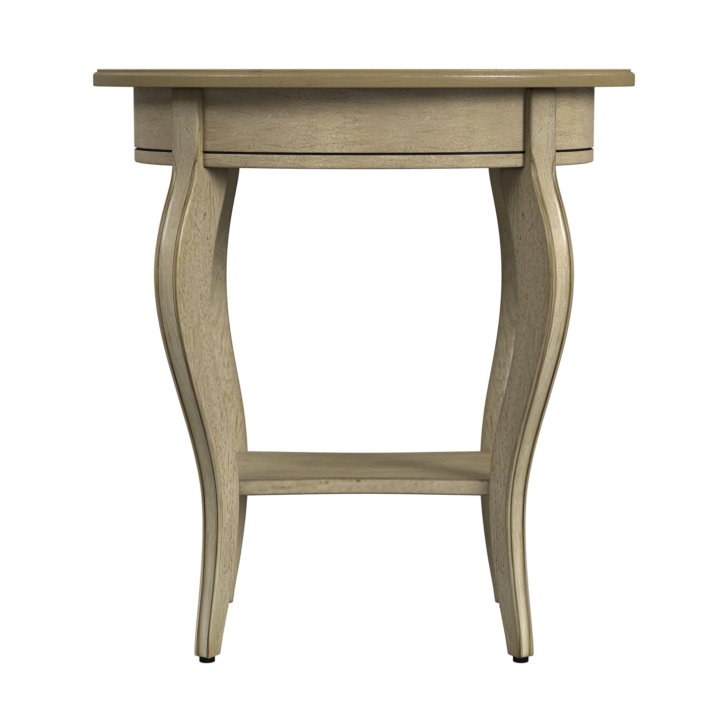 Butler Specialty Company Jeanette 24.5 in. W Oval Wood 1 Drawer Side Table with Lower Open Shelf, Beige