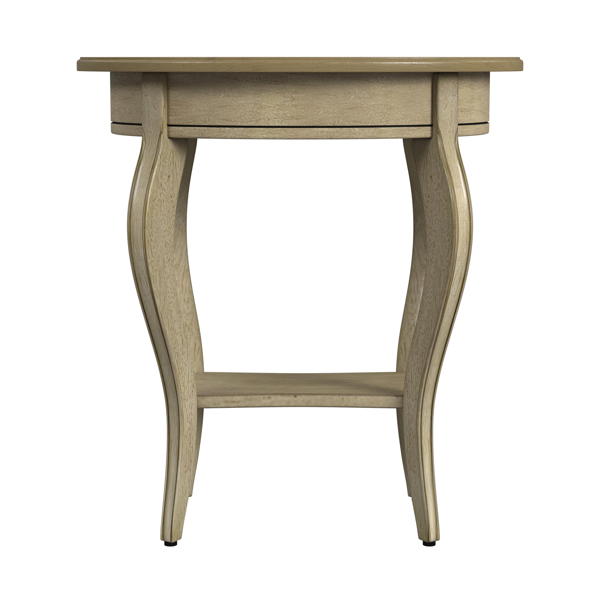 Butler Specialty Company Jeanette 24.5 in. W Oval Wood 1 Drawer Side Table with Lower Open Shelf, Beige