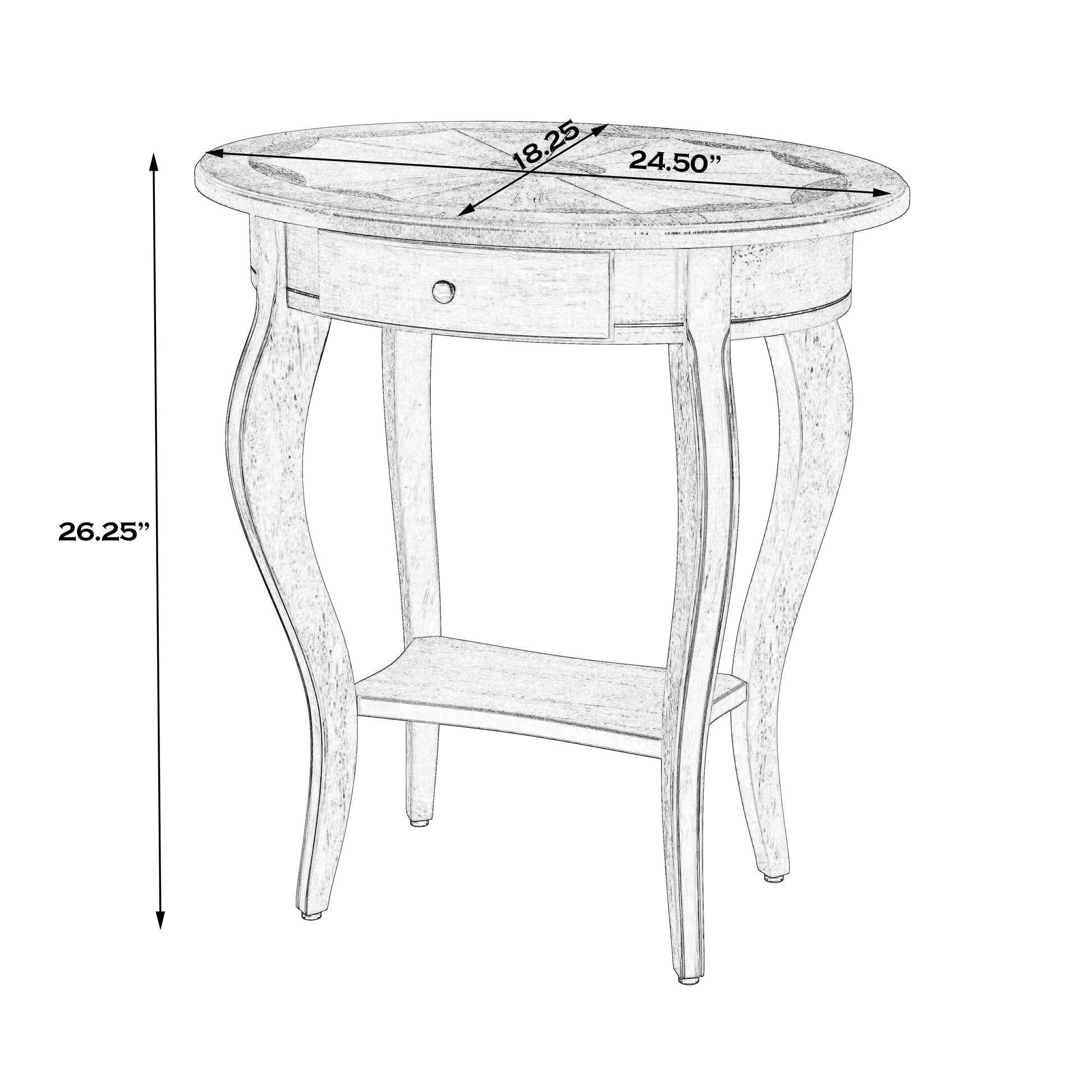 Butler Specialty Company Jeanette 24.5 in. W Oval Wood 1 Drawer Side Table with Lower Open Shelf, Beige