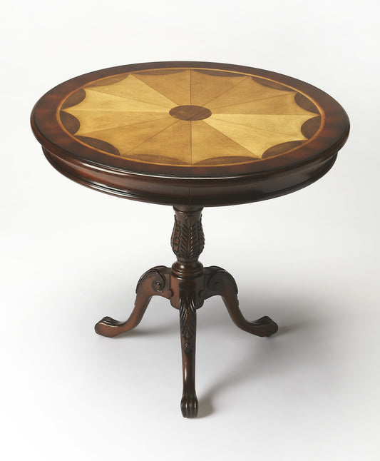 Butler Specialty Company Carissa 30 in. W Round Wood 3 Leg Pedestal Base Foyer Table, Medium Brown