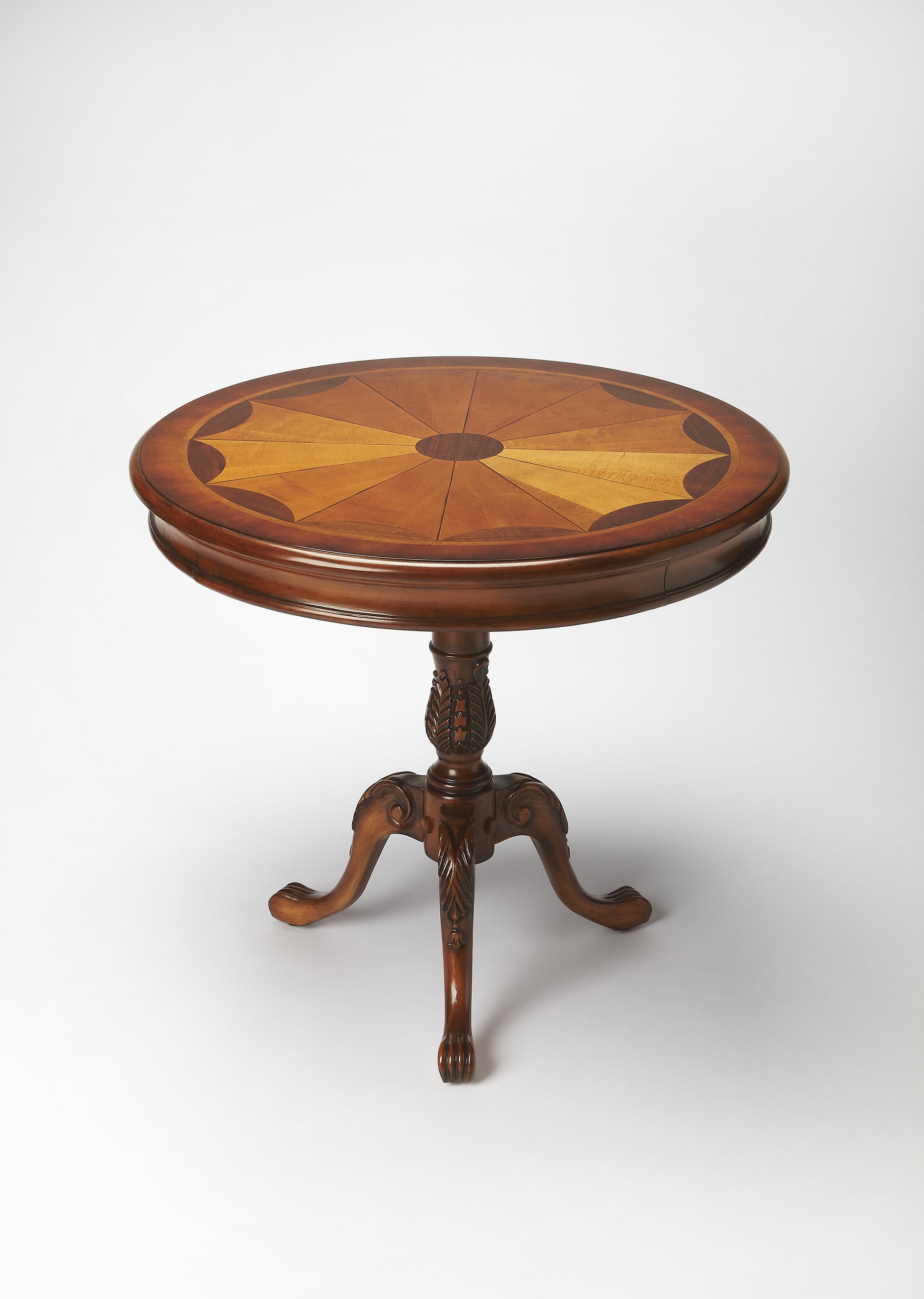 Butler Specialty Company Carissa 30 in. W Round Wood 3 Leg Pedestal Base Foyer Table, Brown