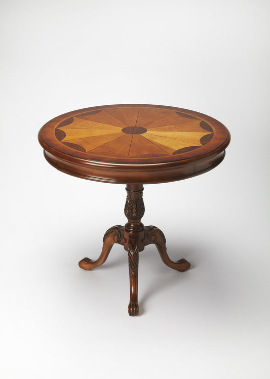 Butler Specialty Company Carissa 30 in. W Round Wood 3 Leg Pedestal Base Foyer Table, Brown