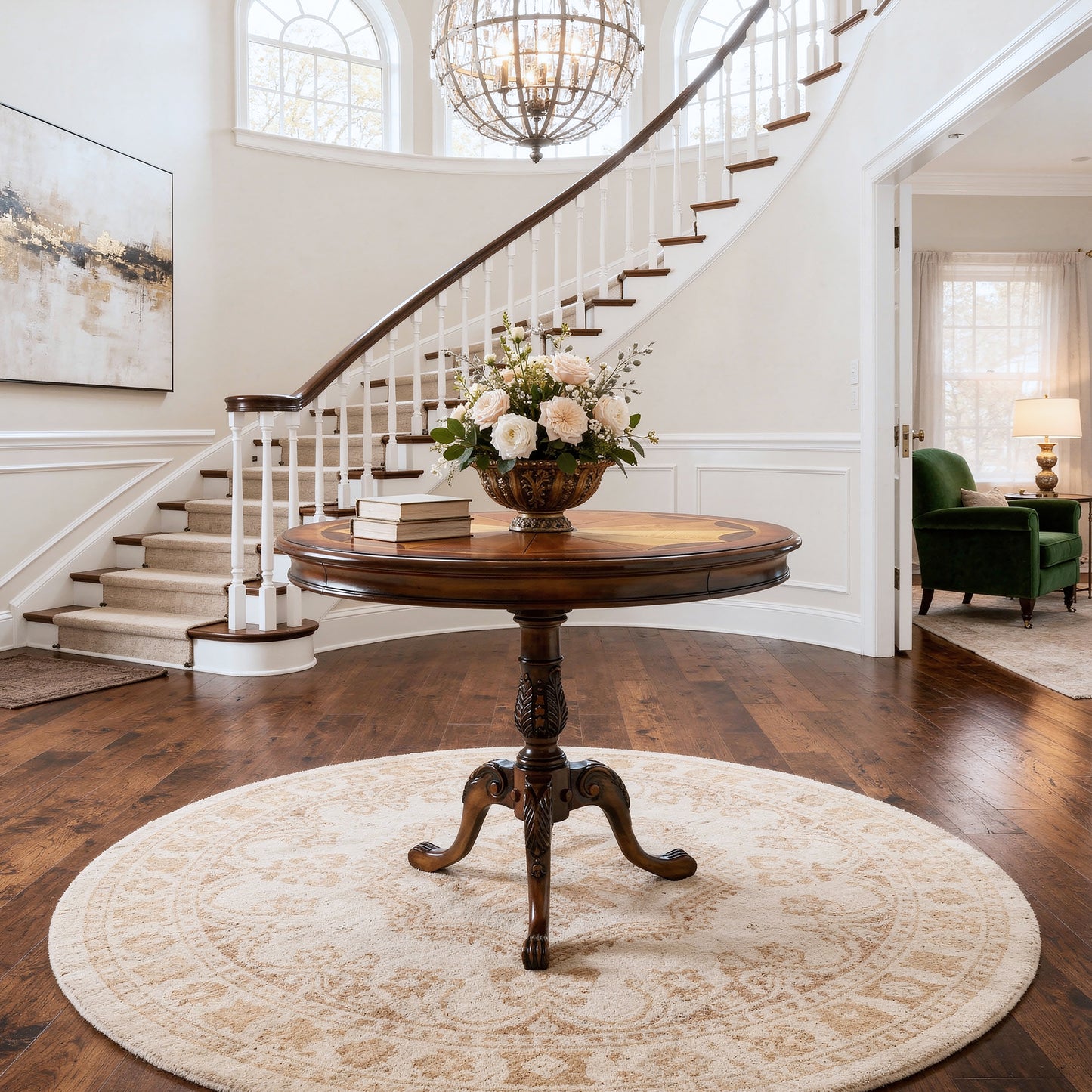 Butler Specialty Company Carissa 30 in. W Round Wood 3 Leg Pedestal Base Foyer Table, Brown