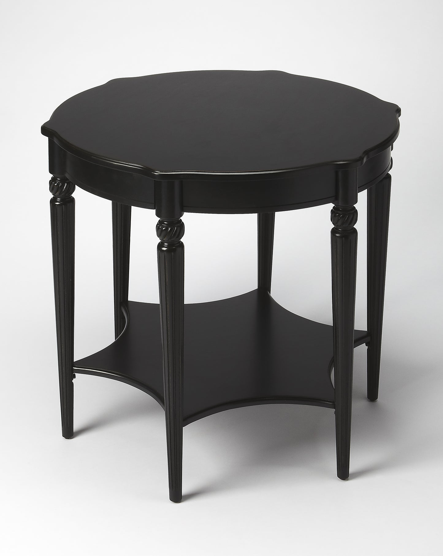 Butler Specialty Company Bainbridge 28 in. W Round Wood Side Table with Lower Open Shelf, Black