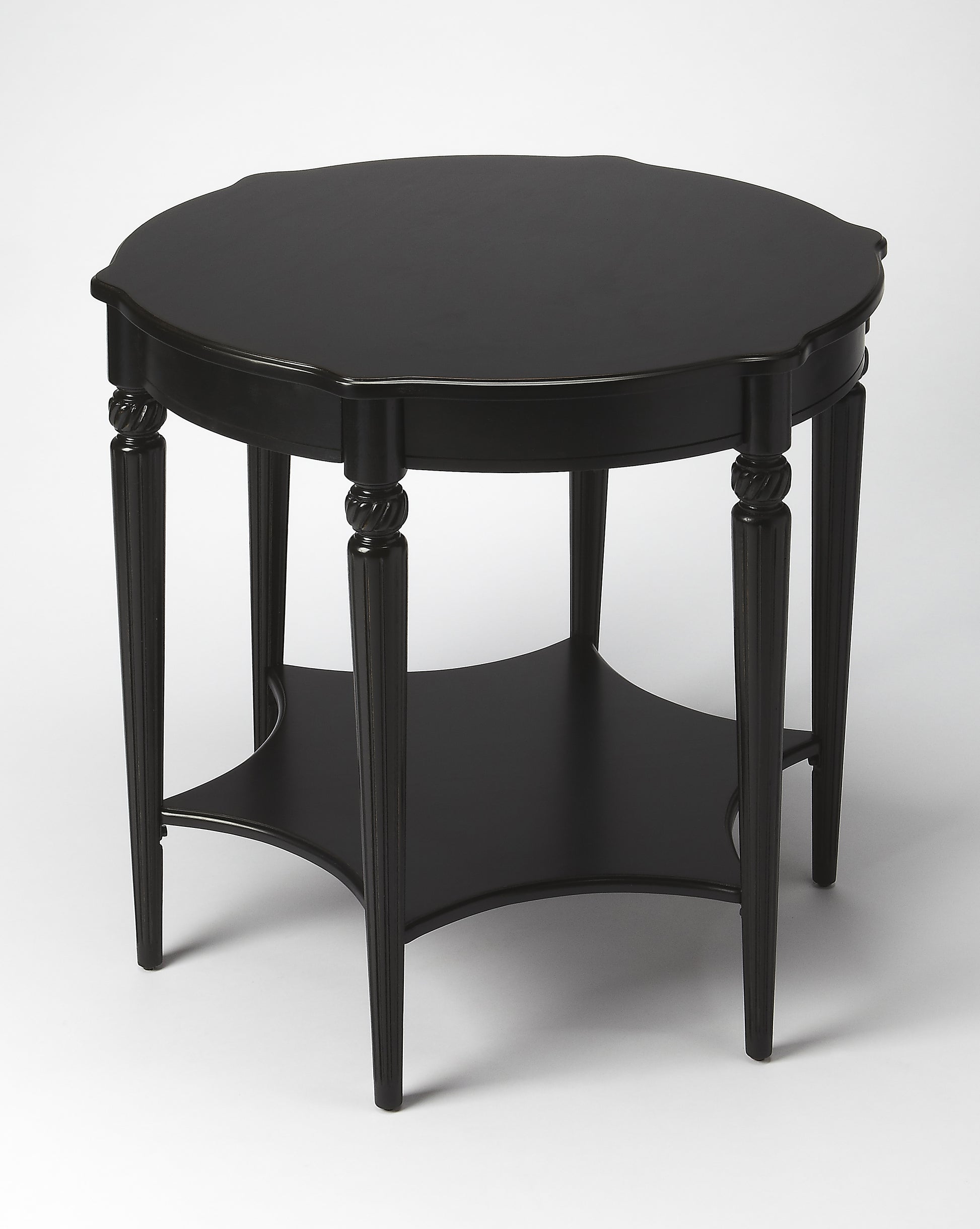 Butler Specialty Company Bainbridge 28 in. W Round Wood Side Table with Lower Open Shelf, Black