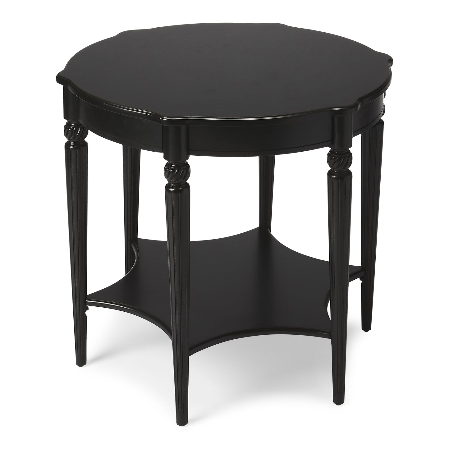 Butler Specialty Company Bainbridge 28 in. W Round Wood Side Table with Lower Open Shelf, Black