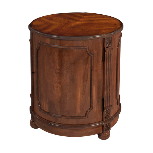Thurmond Drum 20"W Drum Side Table in Medium Brown 0584011