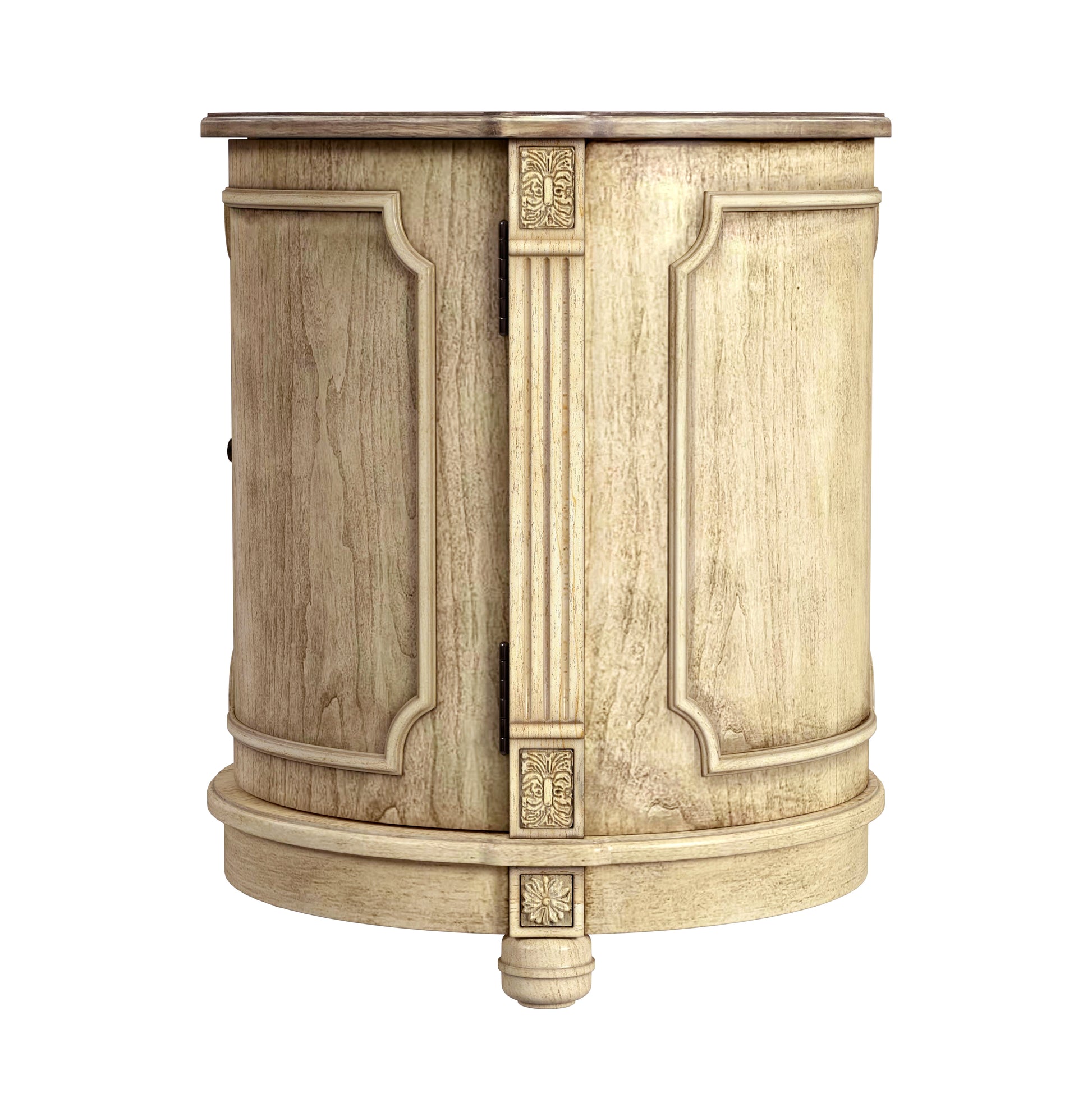 Butler Specialty Company Thurmond 20 in. W Round Wood Drum Side Table with 1 Door and 1 Shelf, Beige
