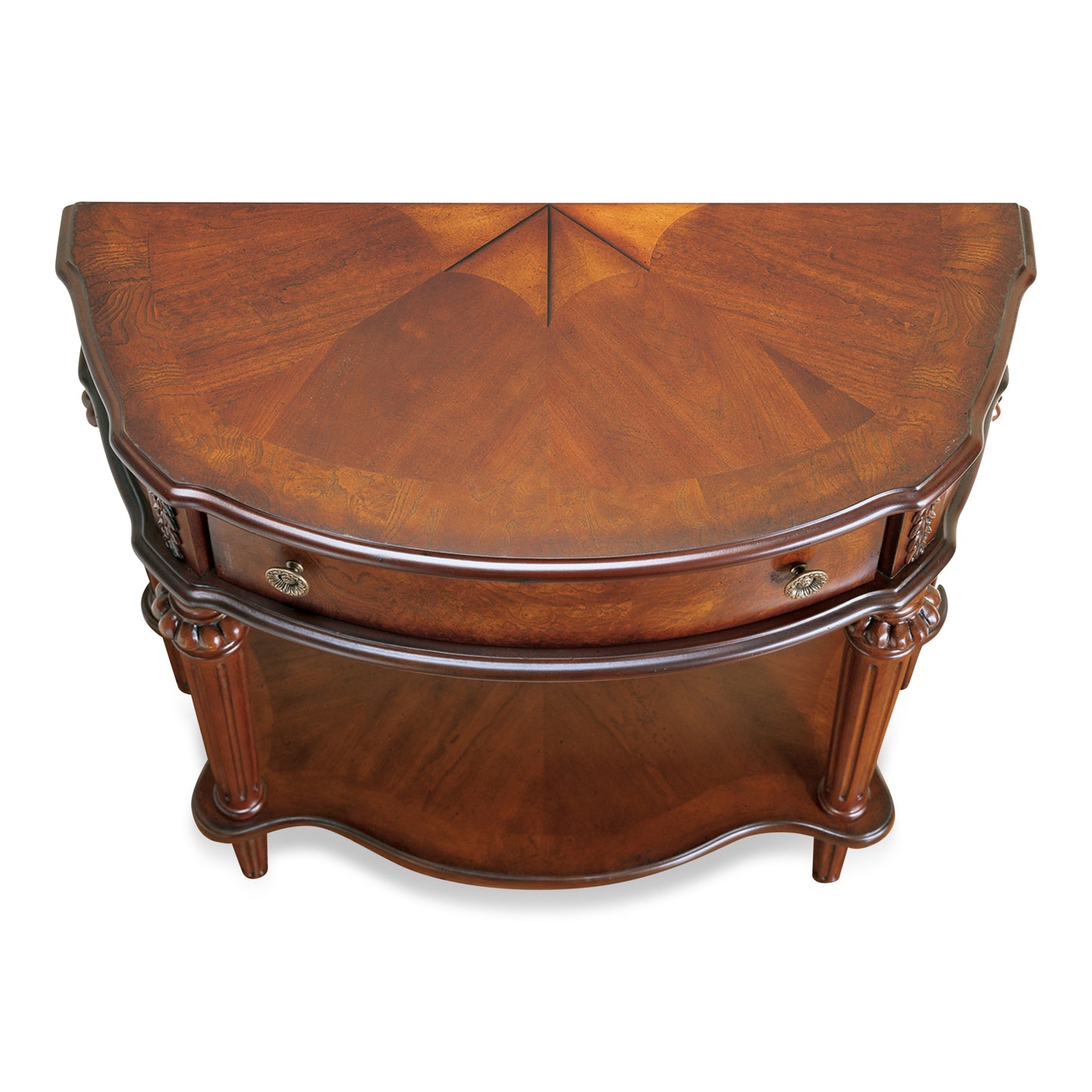 Butler Specialty Company Halifax 34 in. W Demilune Wood 1 Drawer Console Table with Open Lower Shelf, Dark Brown