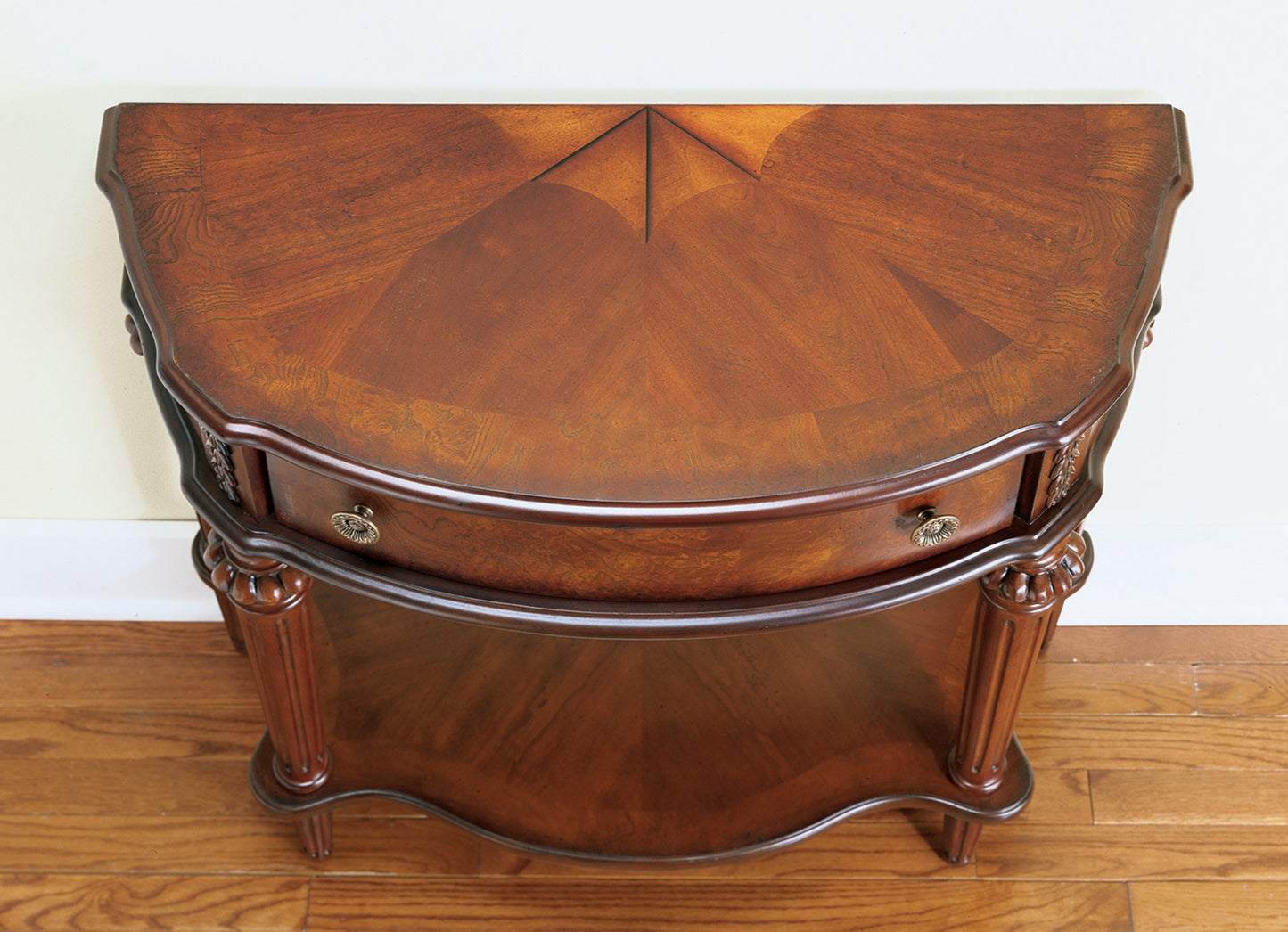 Butler Specialty Company Halifax 34 in. W Demilune Wood 1 Drawer Console Table with Open Lower Shelf, Dark Brown