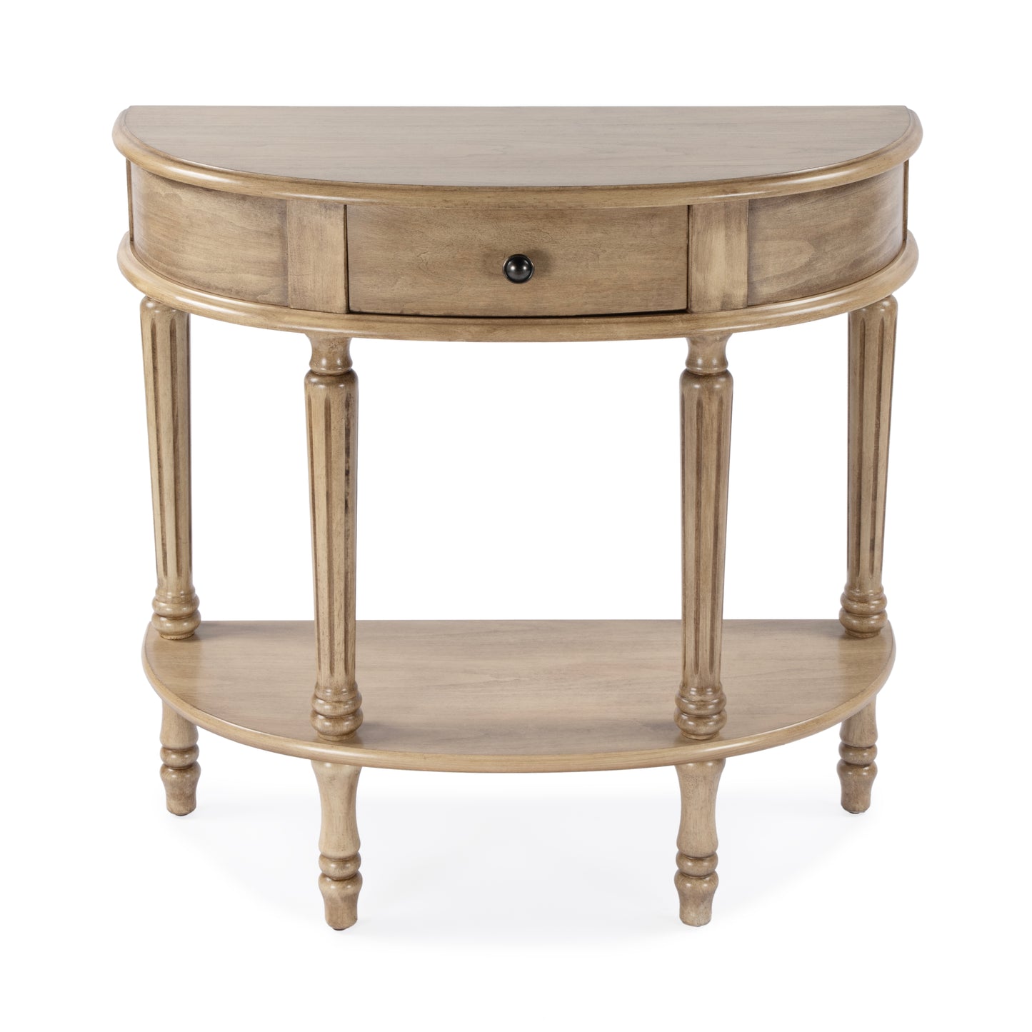 Butler Specialty Company Mozart 31.5 in. W Demilune Wood 1 Drawer Console Table with Open Lower Shelf, Beige
