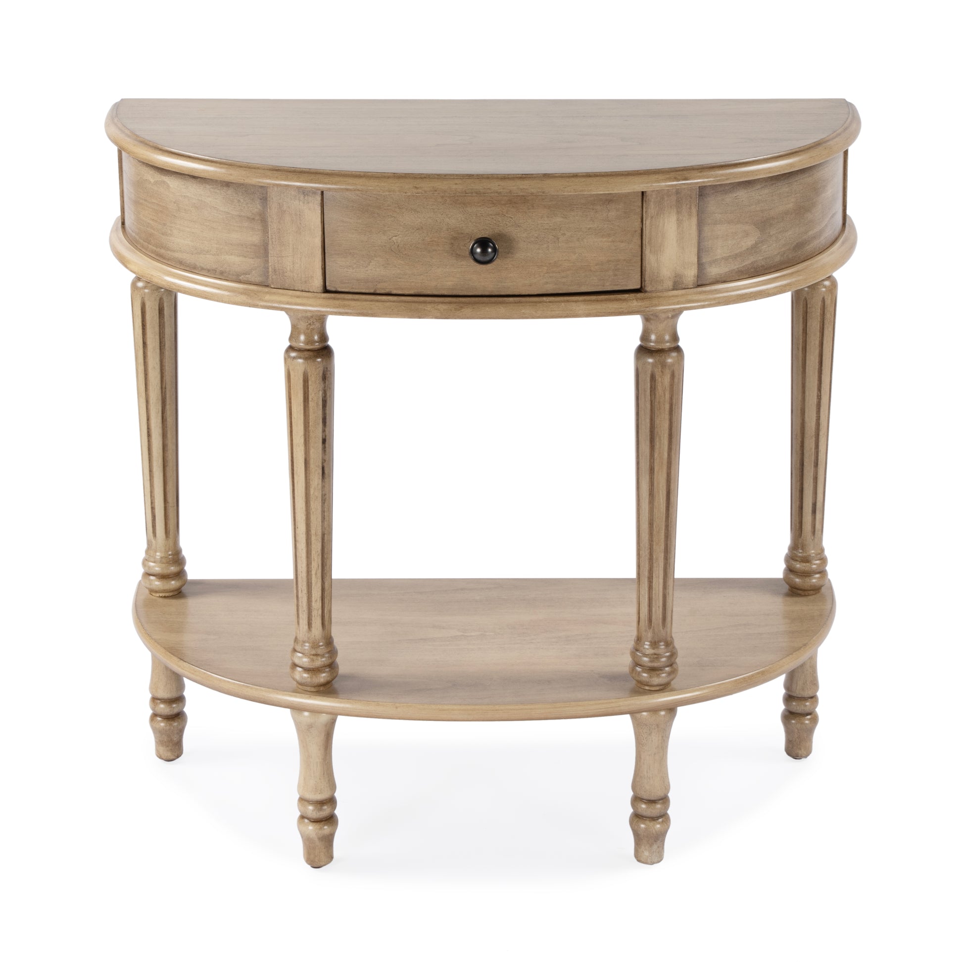 Butler Specialty Company Mozart 31.5 in. W Demilune Wood 1 Drawer Console Table with Open Lower Shelf, Beige