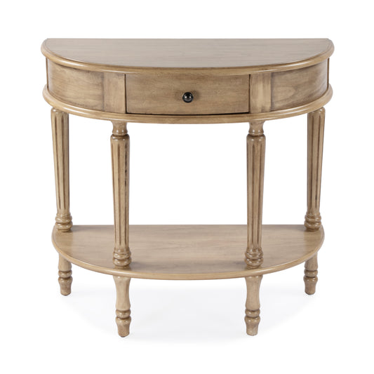 Butler Specialty Company Mozart 31.5 in. W Demilune Wood 1 Drawer Console Table with Open Lower Shelf, Beige