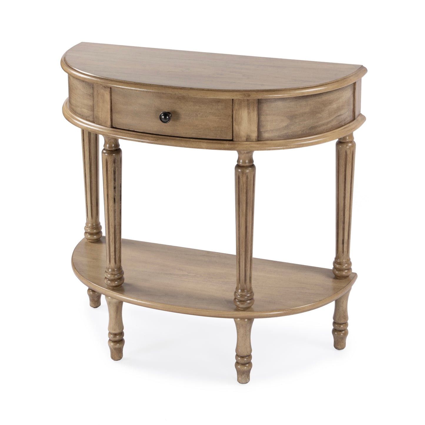 Butler Specialty Company Mozart 31.5 in. W Demilune Wood 1 Drawer Console Table with Open Lower Shelf, Beige