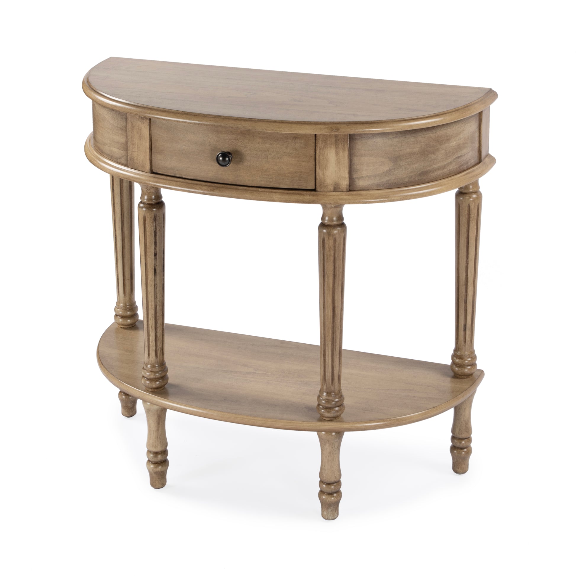 Butler Specialty Company Mozart 31.5 in. W Demilune Wood 1 Drawer Console Table with Open Lower Shelf, Beige