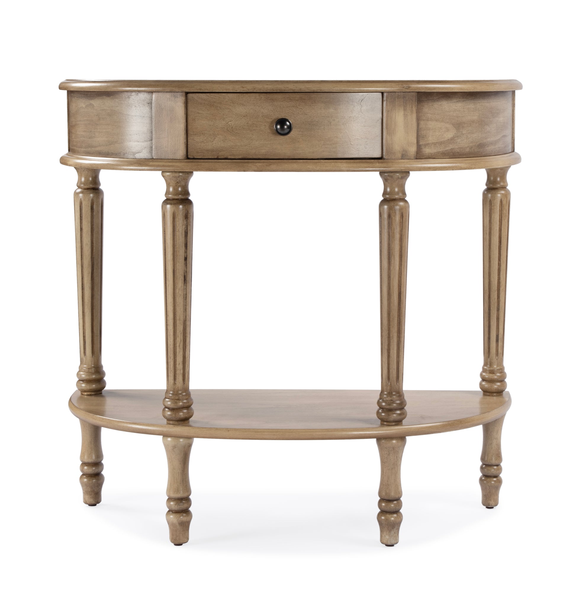 Butler Specialty Company Mozart 31.5 in. W Demilune Wood 1 Drawer Console Table with Open Lower Shelf, Beige