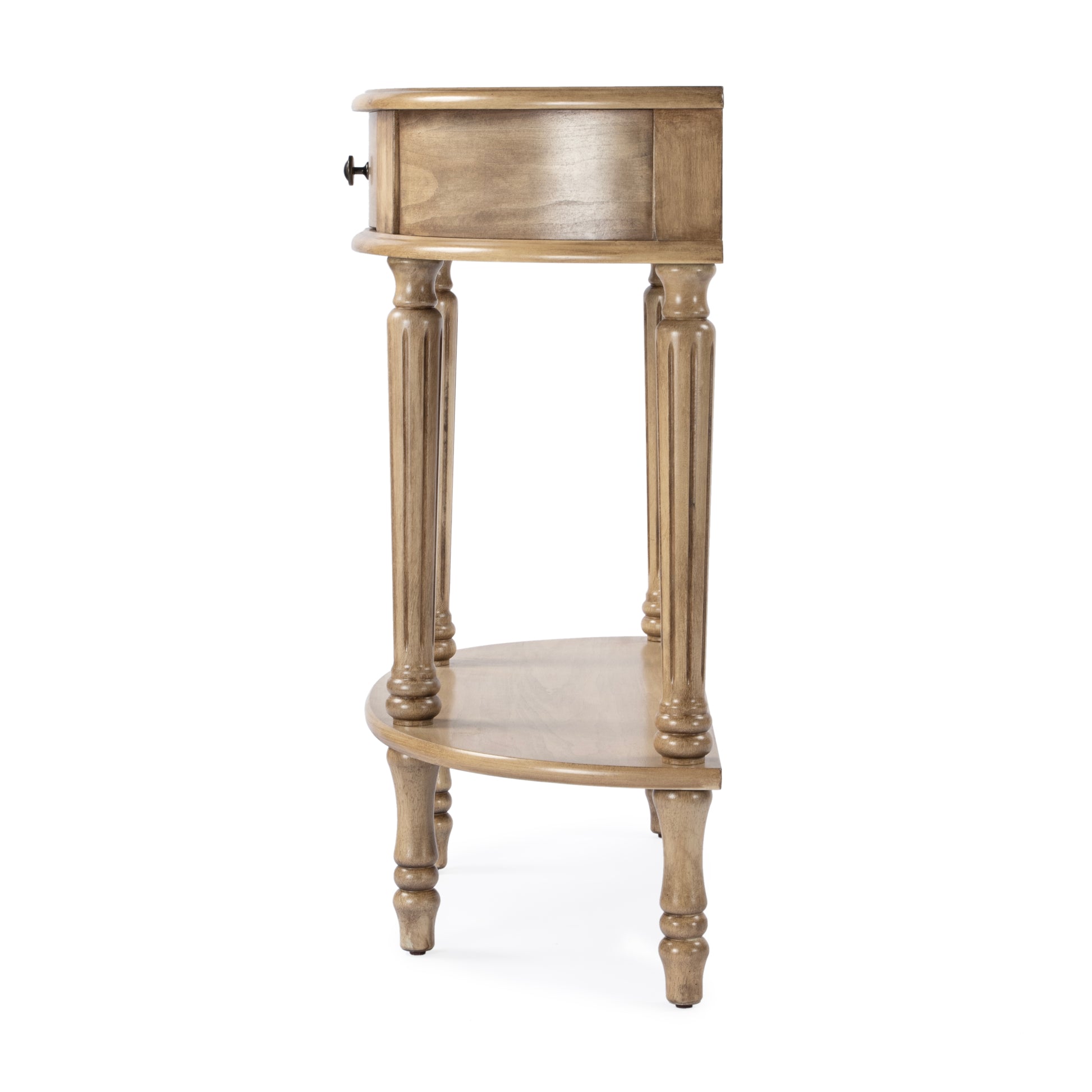 Butler Specialty Company Mozart 31.5 in. W Demilune Wood 1 Drawer Console Table with Open Lower Shelf, Beige