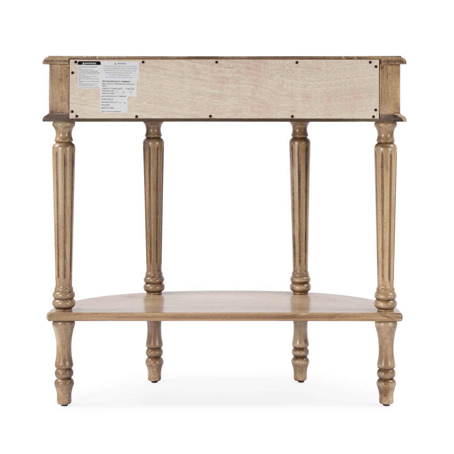 Butler Specialty Company Mozart 31.5 in. W Demilune Wood 1 Drawer Console Table with Open Lower Shelf, Beige