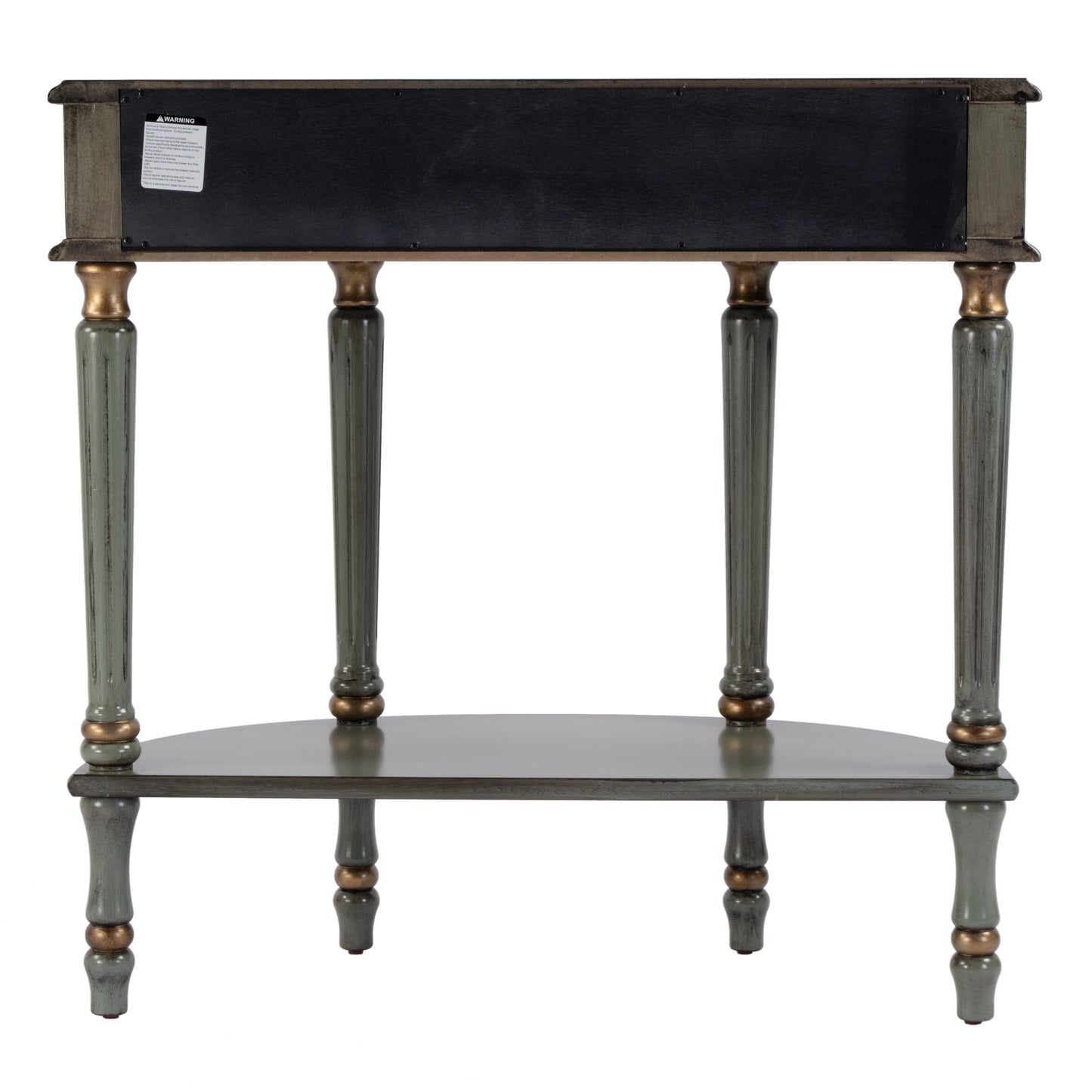 Butler Specialty Company Mozart 31.5 in. W Demilune Wood Hand Painted 1 Drawer Console Table with Lower Open Shelf, Pastel Green