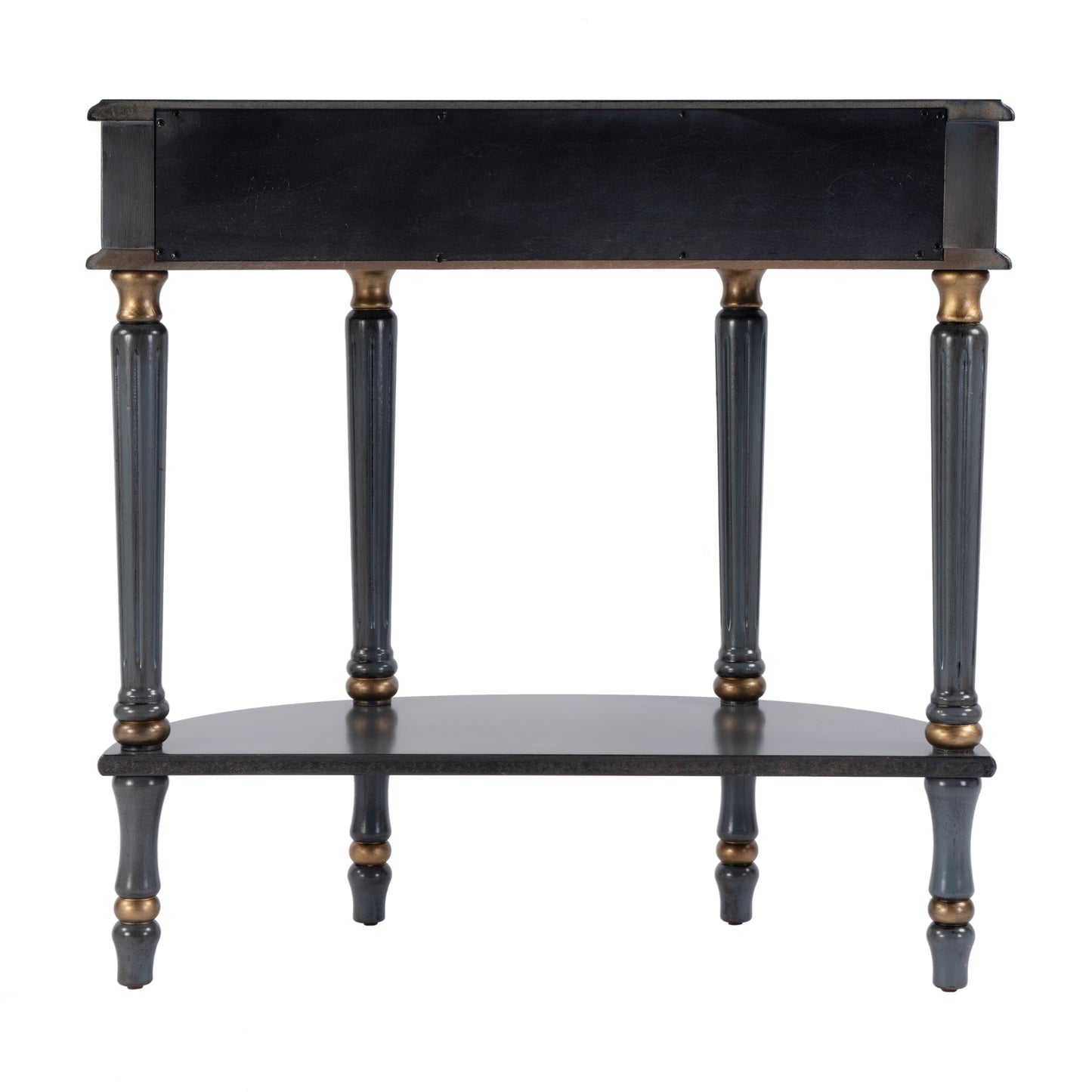 Butler Specialty Company Mozart 31.5 in. W Demilune Wood Hand Painted 1 Drawer Console Table with Lower Open Shelf, Pastel Blue