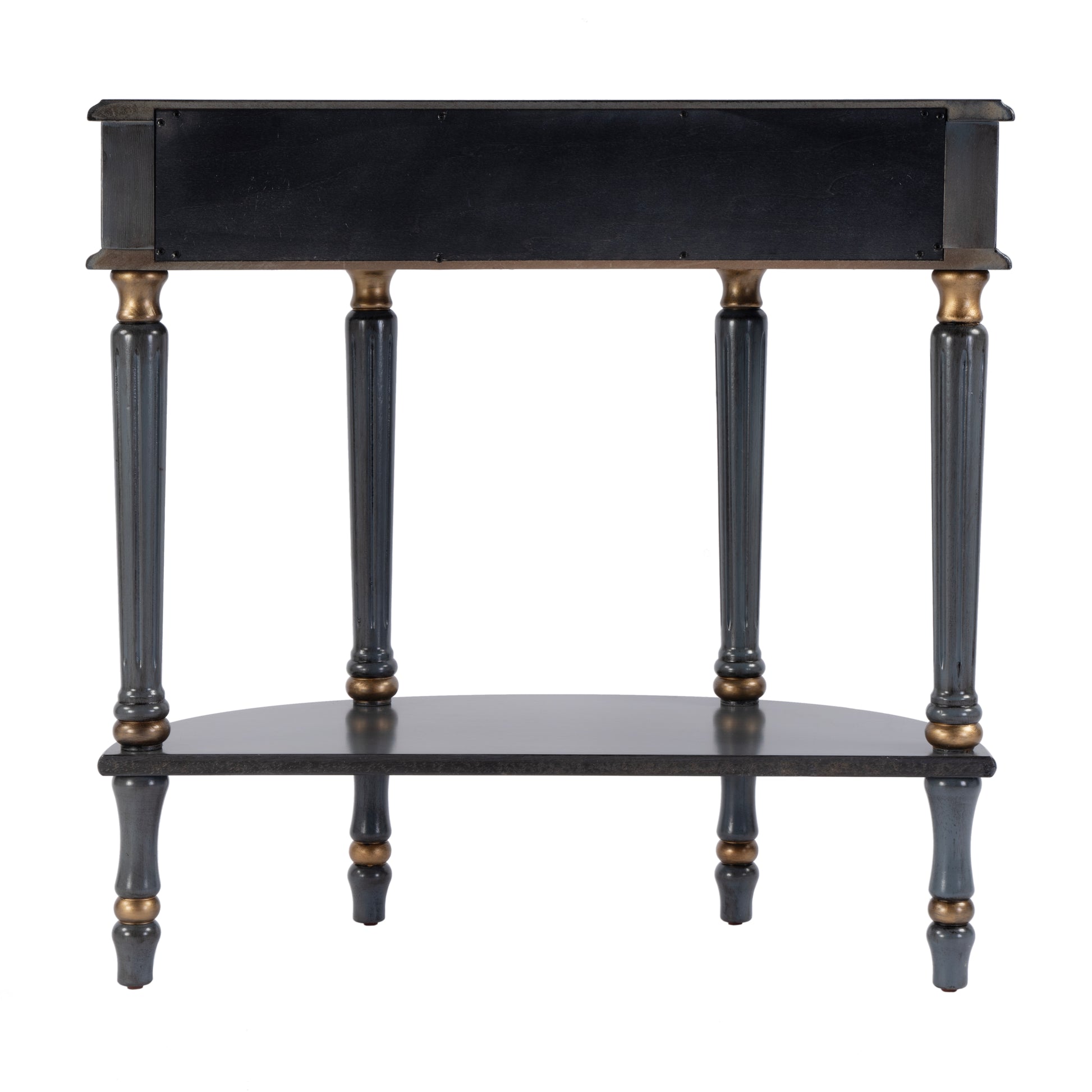 Butler Specialty Company Mozart 31.5 in. W Demilune Wood Hand Painted 1 Drawer Console Table with Lower Open Shelf, Pastel Blue